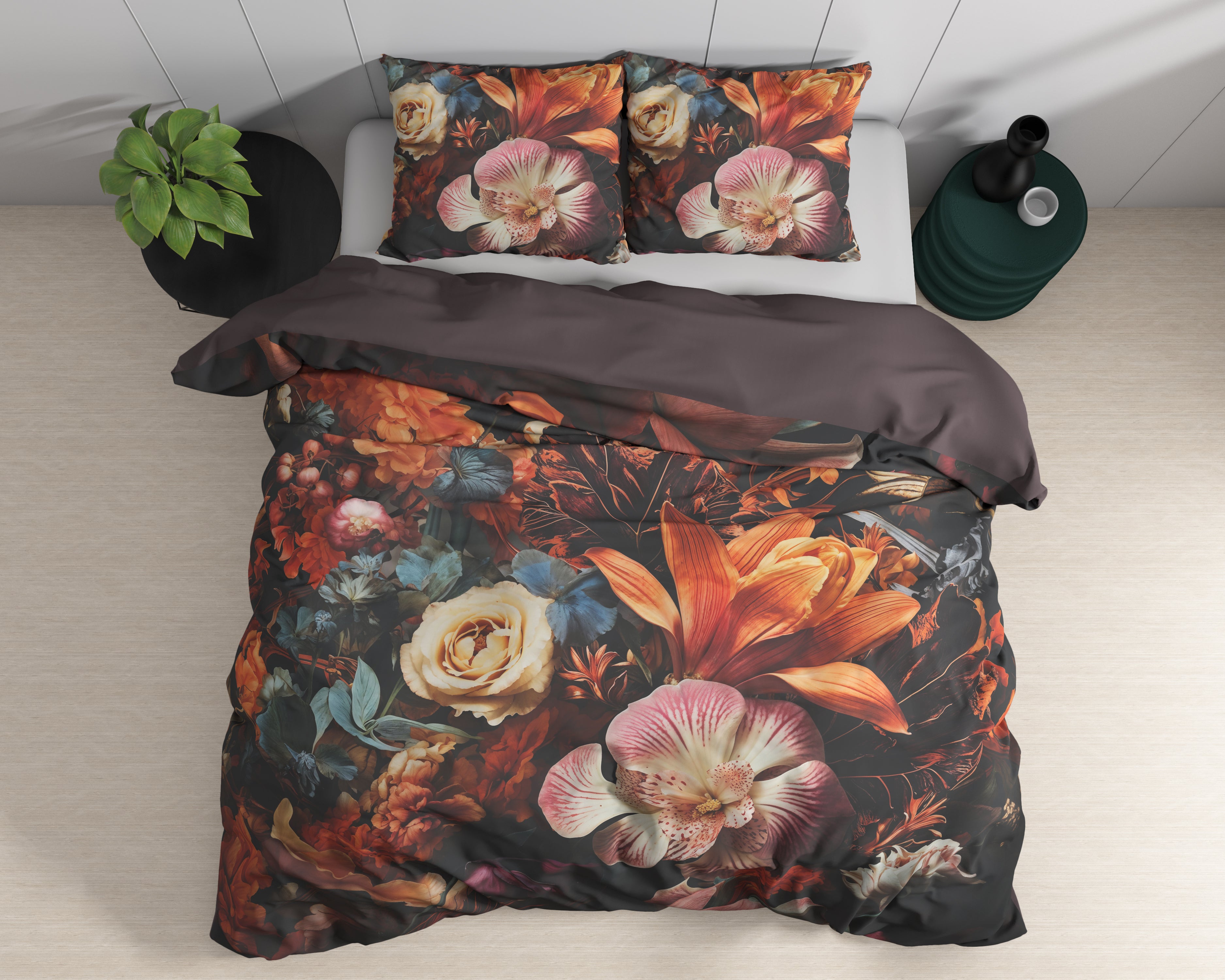 Flower Artistic Duvet Cover Multi - Luxury Satin - High Quality - Trendy Prints