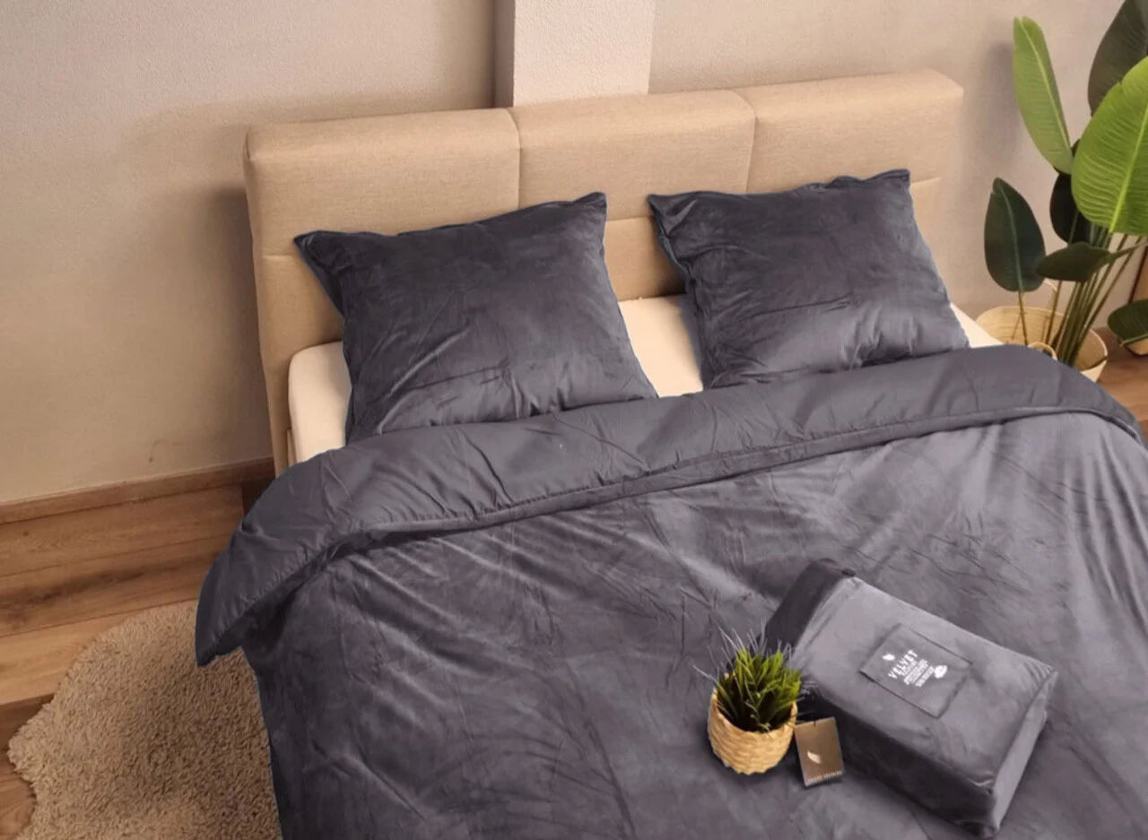 Fluwelen Dekbedovertrek Antraciet | Luxe Velvet Velours Dekbedovertrek voor Optimaal Slaapcomfort