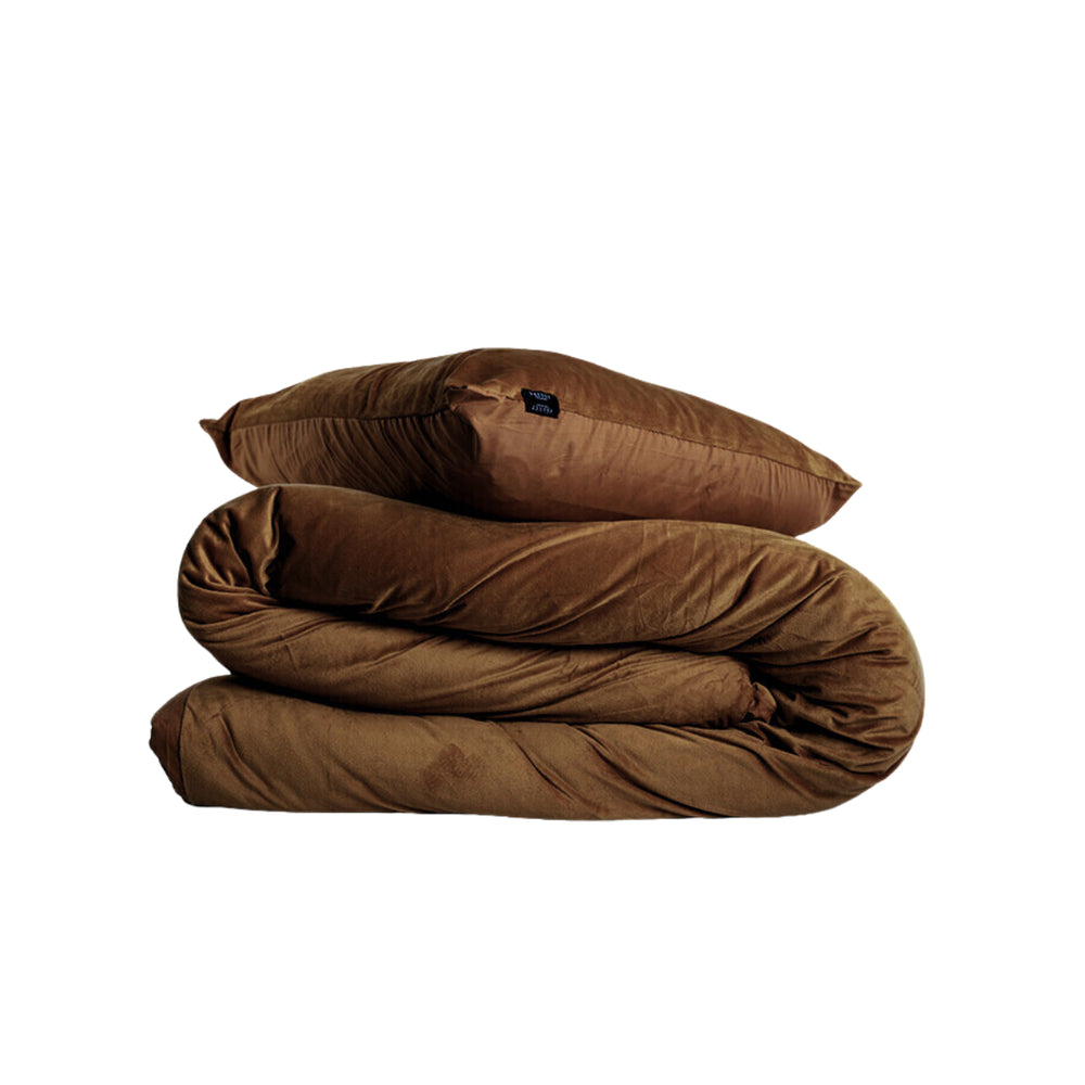 Fluwelen Dekbedovertrek Coffee Brown Velvet Velours