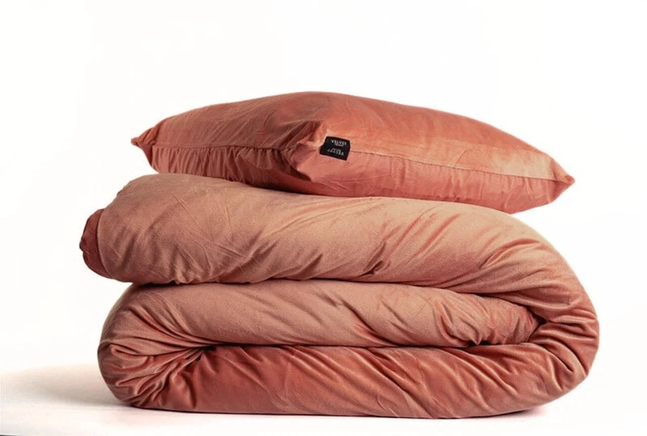 Fluwelen Dekbedovertrek Nude/Roze | Luxe & Warm Slaapcomfort