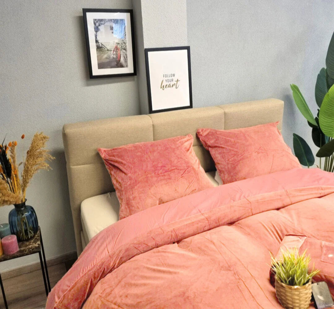 Fluwelen Dekbedovertrek Nude/Roze | Luxe & Warm Slaapcomfort