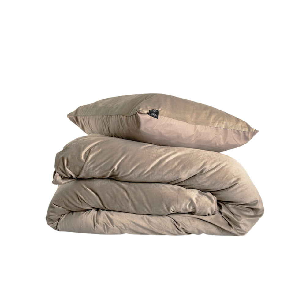 Fluwelen Dekbedovertrek Taupe Grijs | Luxe Velvet Velours Dekbedovertrek
