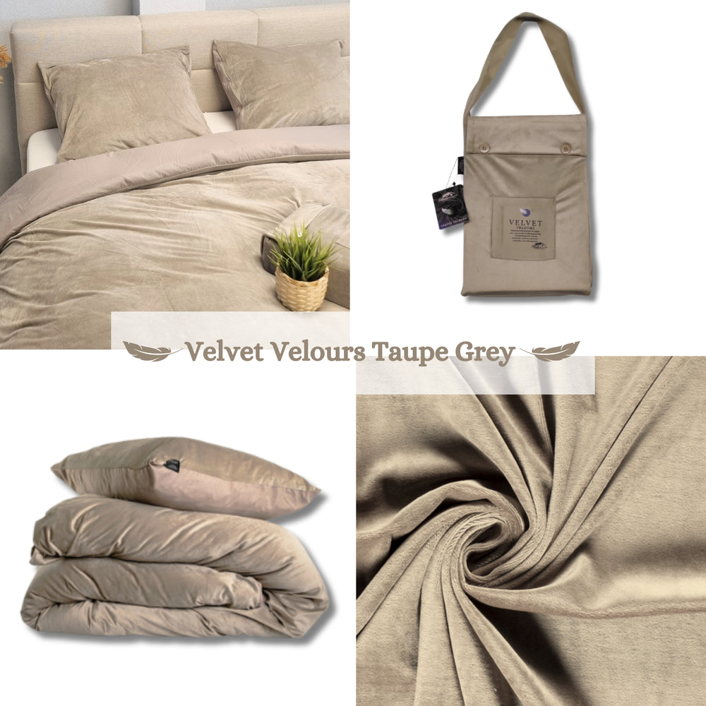 Fluwelen Dekbedovertrek Taupe Grijs | Luxe Velvet Velours Dekbedovertrek