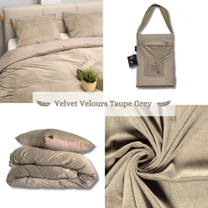 Fluwelen Dekbedovertrek Taupe Grijs Velvet Velours