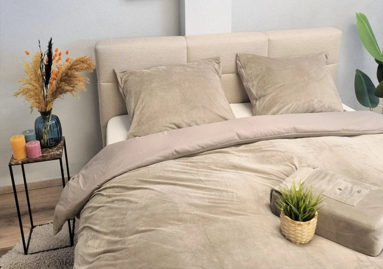 Fluwelen Dekbedovertrek Taupe Grijs | Luxe Velvet Velours Dekbedovertrek