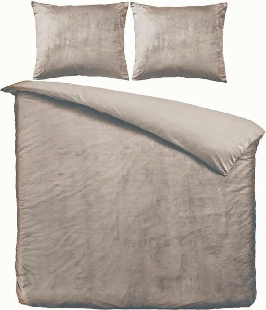 Fluwelen Dekbedovertrek Taupe Grijs | Luxe Velvet Velours Dekbedovertrek