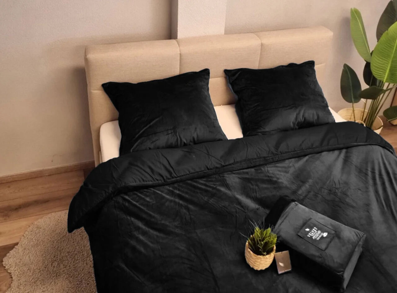 Fluwelen Dekbedovertrek Zwart | Luxe Velvet Dekbedovertrek