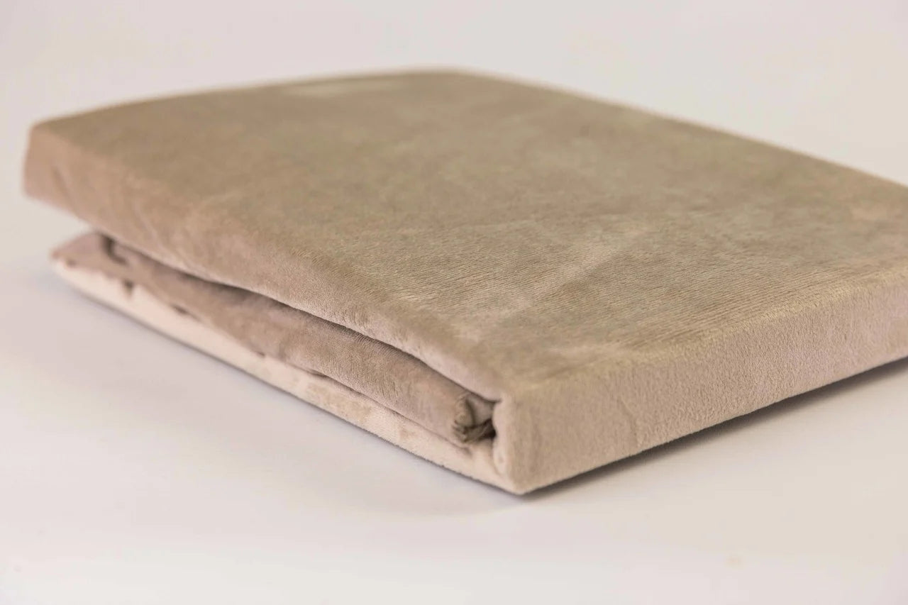 Fluwelen Hoeslaken Taupe Grijs | Luxe Velvet Velours Hoeslaken tot 40 cm