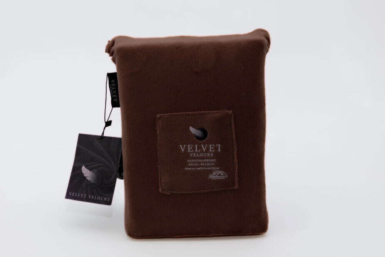 Fluwelen Kussenslopen Coffee Brown - Luxe Velvet Kussenhoezen voor een Glamoureus Interieur