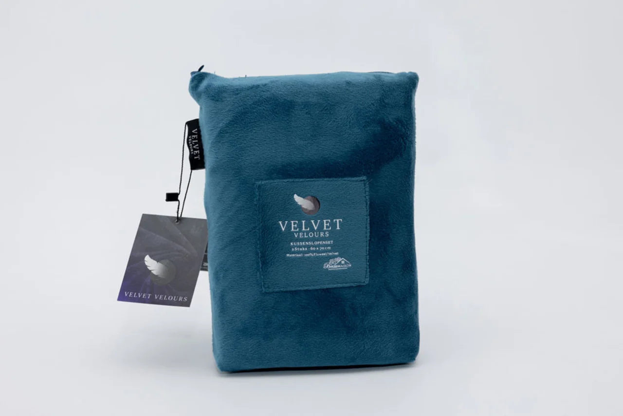 Fluwelen Kussenslopen Petrol Blauw – Luxe Velvet Kussenhoezen (Set van 2)