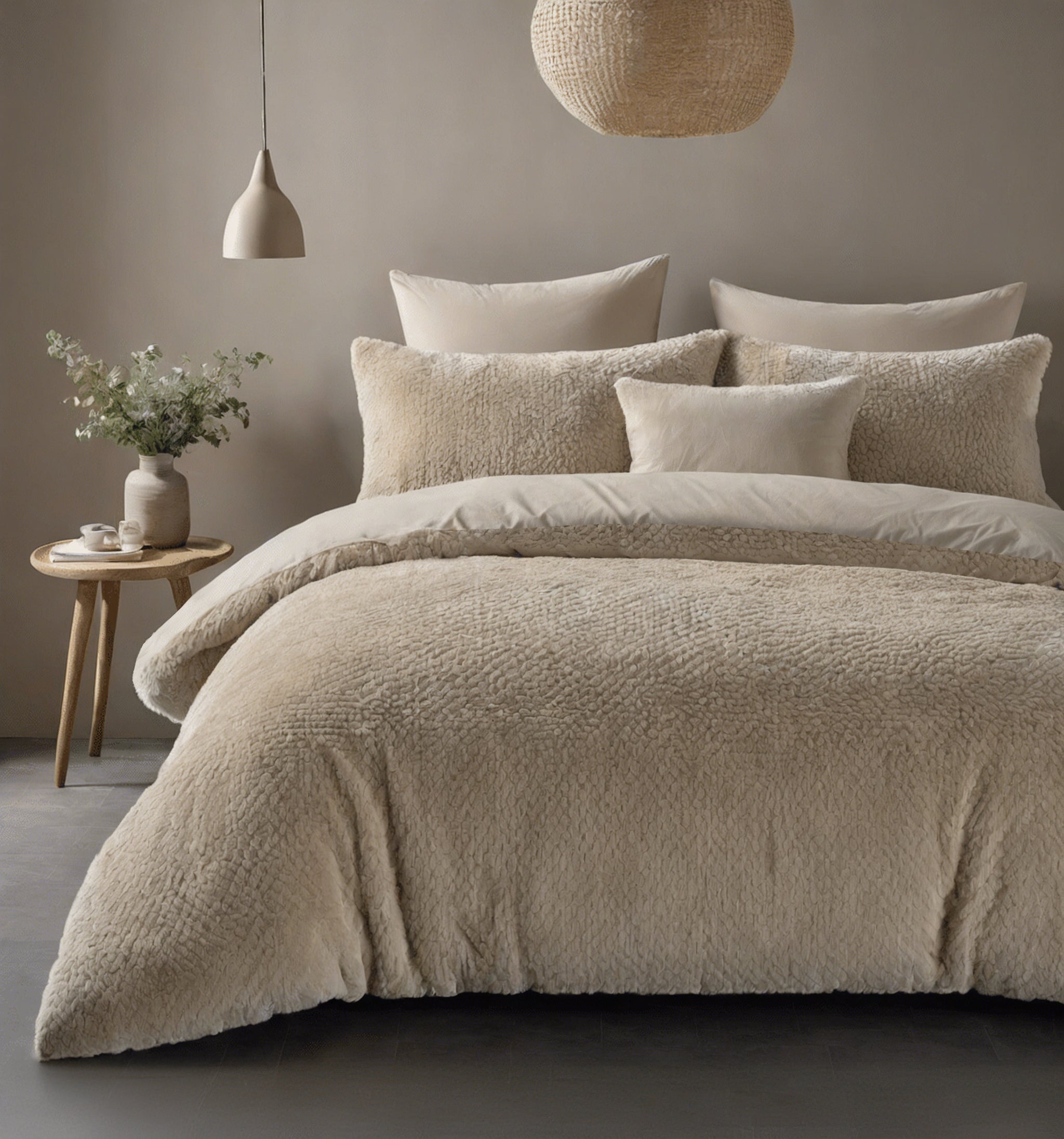 Fur Teddy Taupe Dekbedovertrek - Knuffelende nachtrust - Zacht en warm - Nieuwe Teddy design
