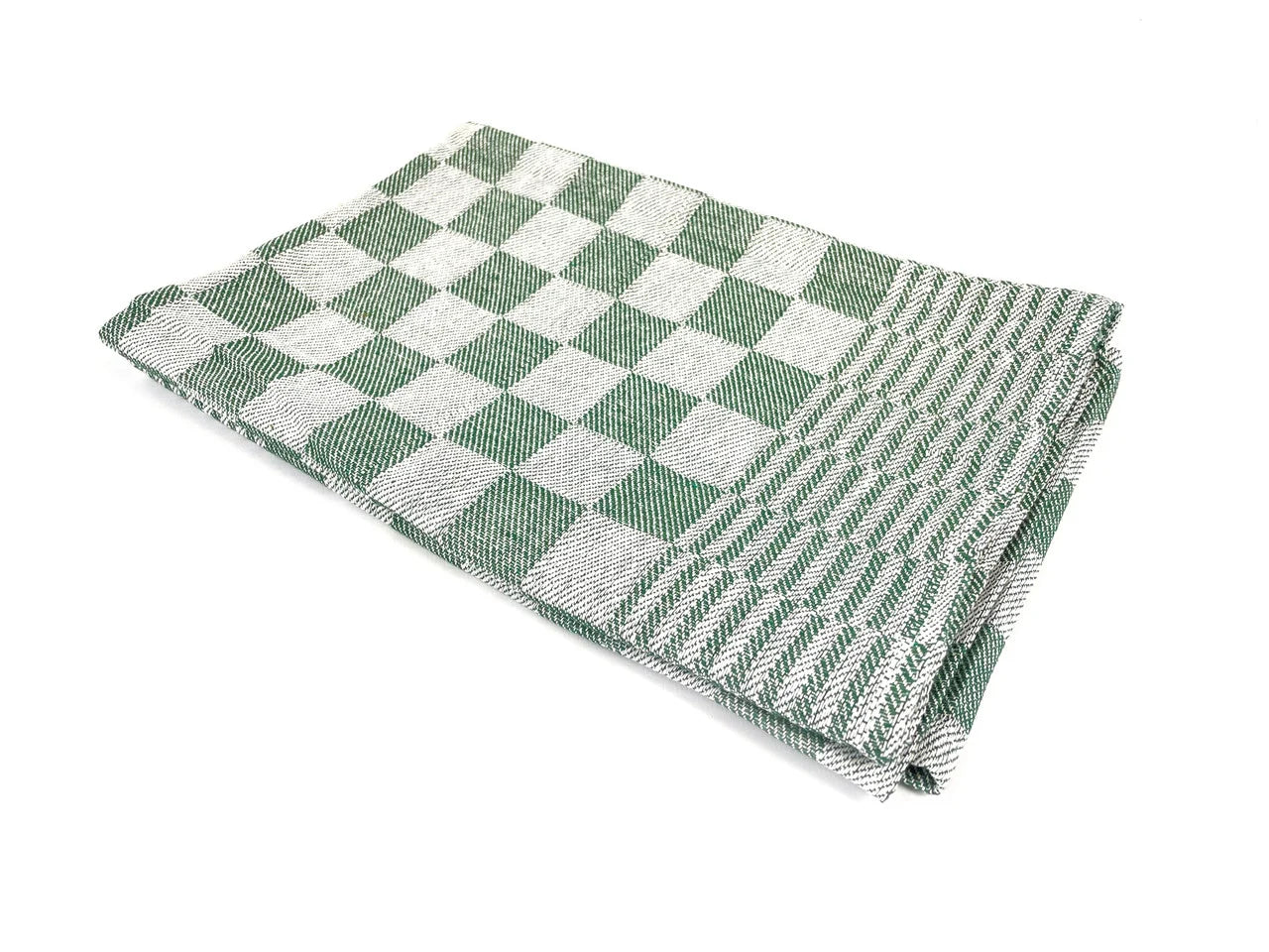 Checked Tea Towel Green (Set of 6) - 100% Cotton, Absorbent and Durable