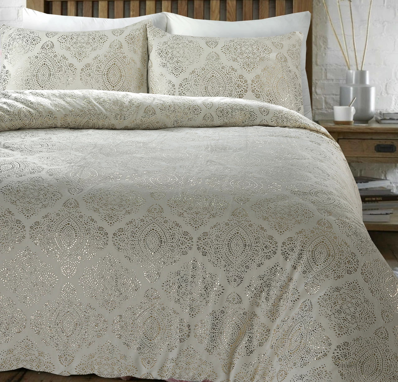 Glamour Flannel Duvet Cover Art Foil Cream