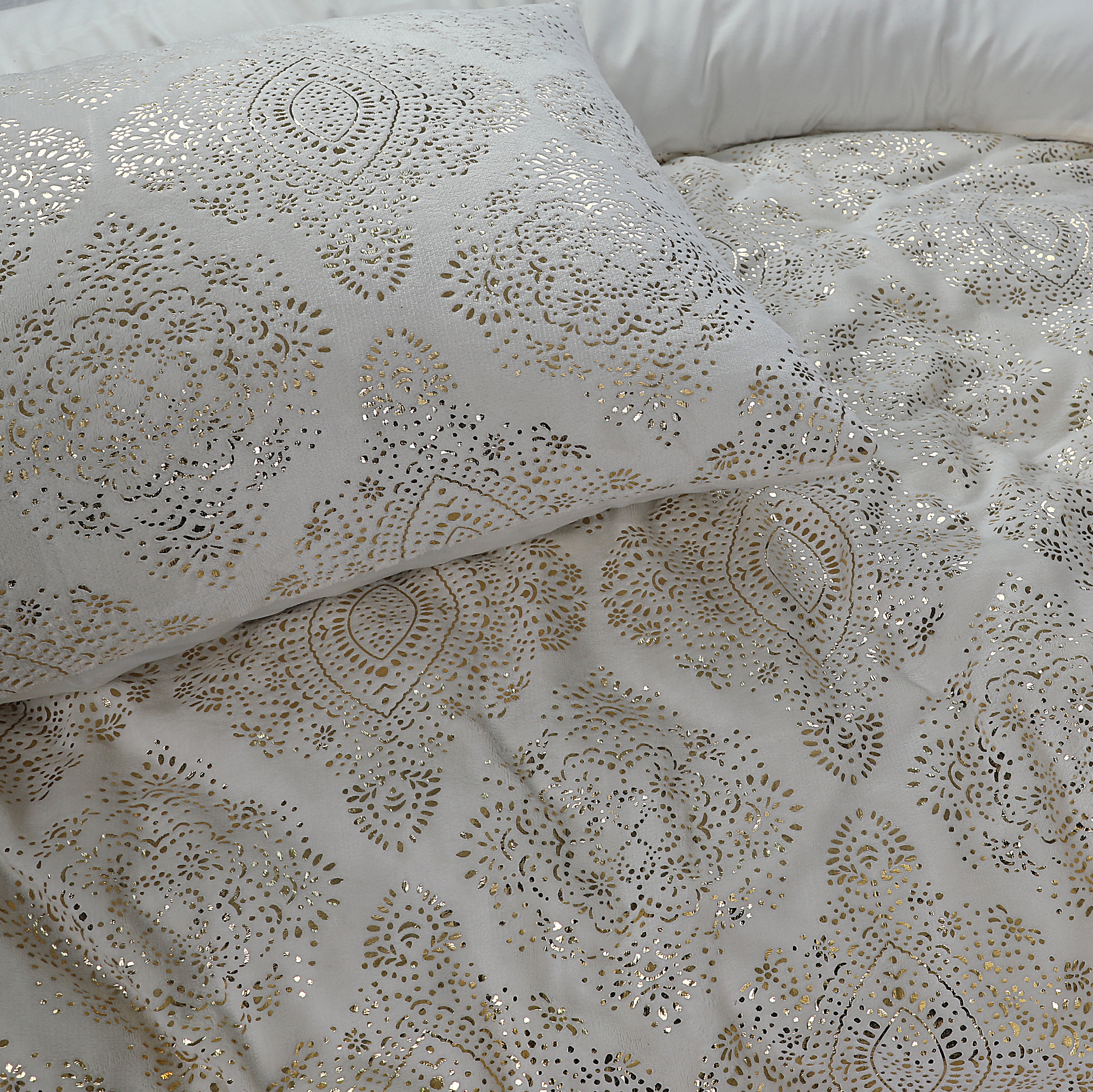 Glamour Flannel Duvet Cover Art Foil Cream