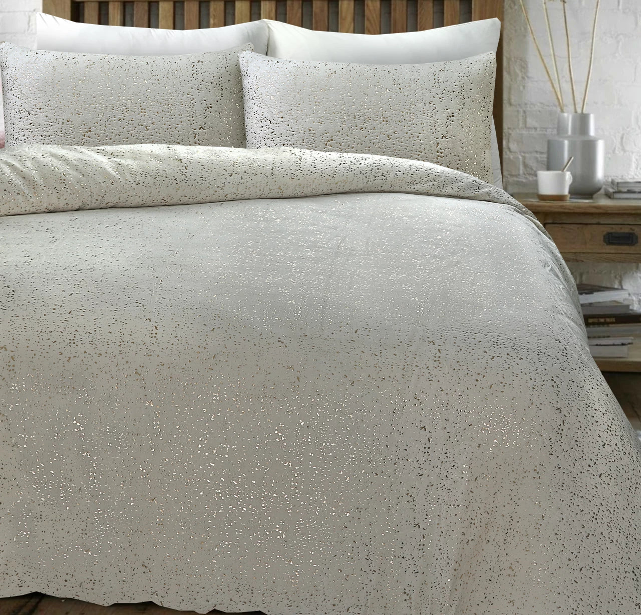 Glamour Flannel Duvet Cover Sparkle Foil Cream