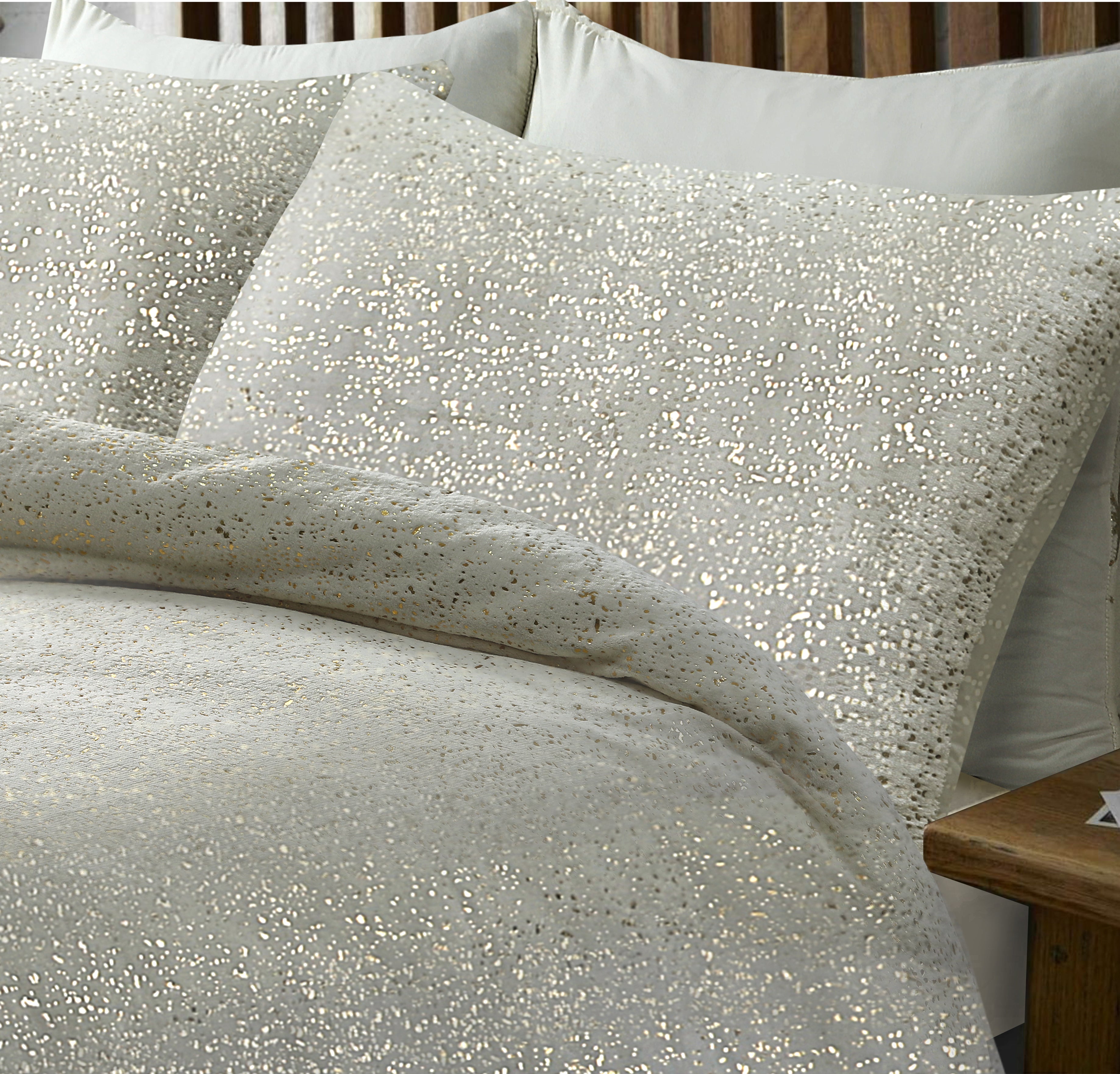 Glamour Flannel Duvet Cover Sparkle Foil Cream