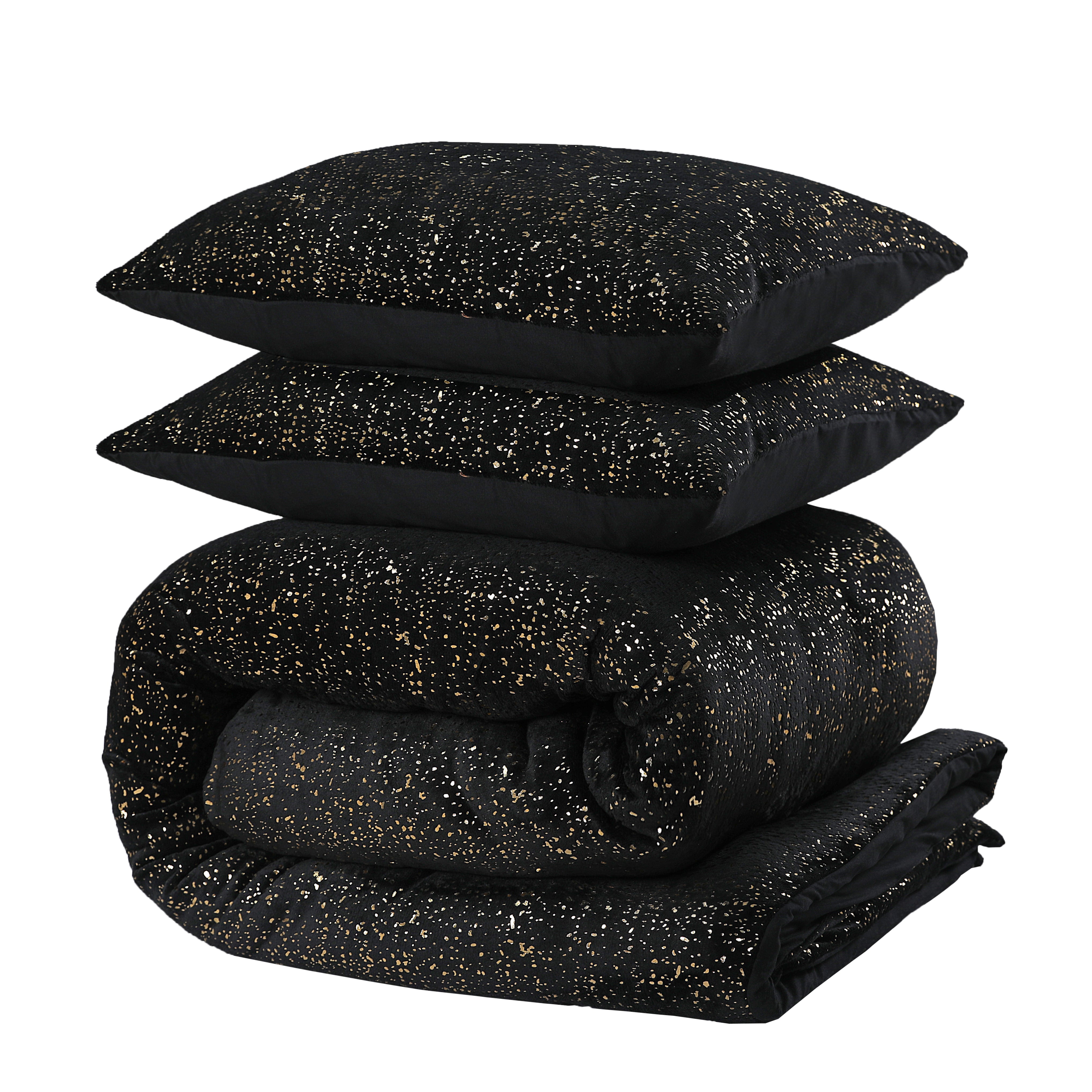 Glamour Flannel Duvet Cover Sparkle Foil Black