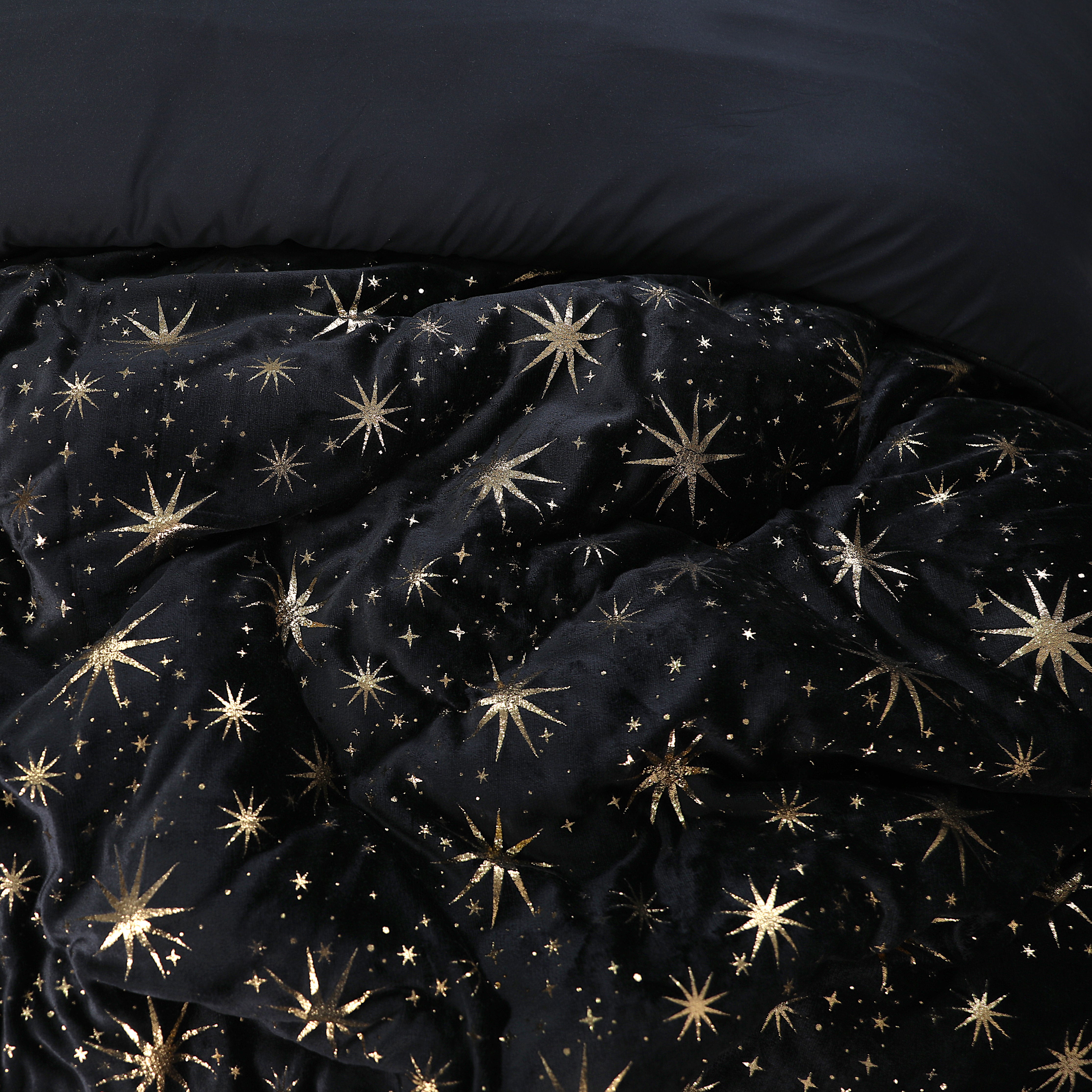 Glamour Flannel Duvet Cover Stars Foil Black