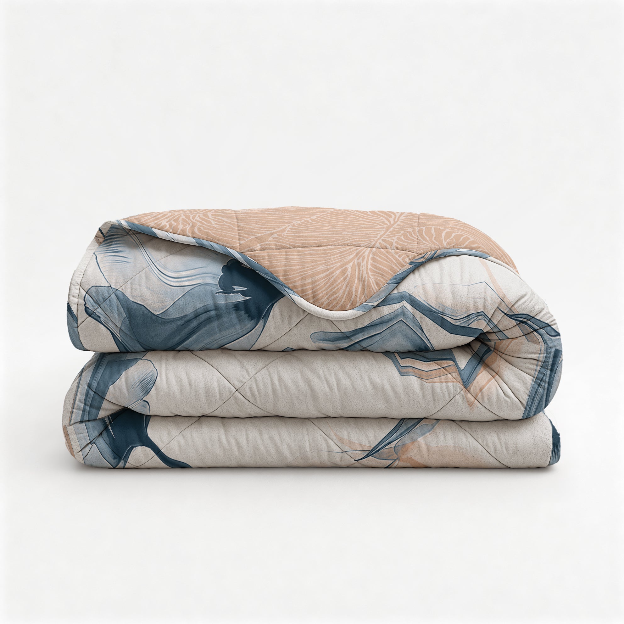 All-in One Lazy Dekbed Glass Flower Blauw - Dekbed met kussenslopen