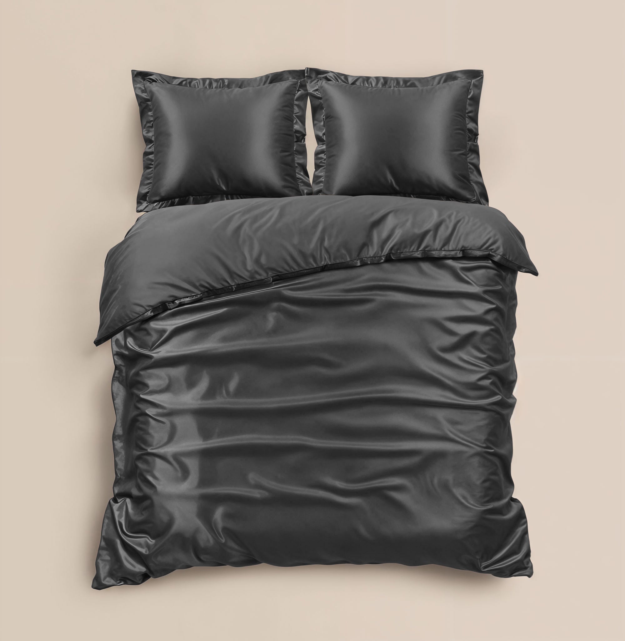 Glossy Antraciet Dekbedovertrek
