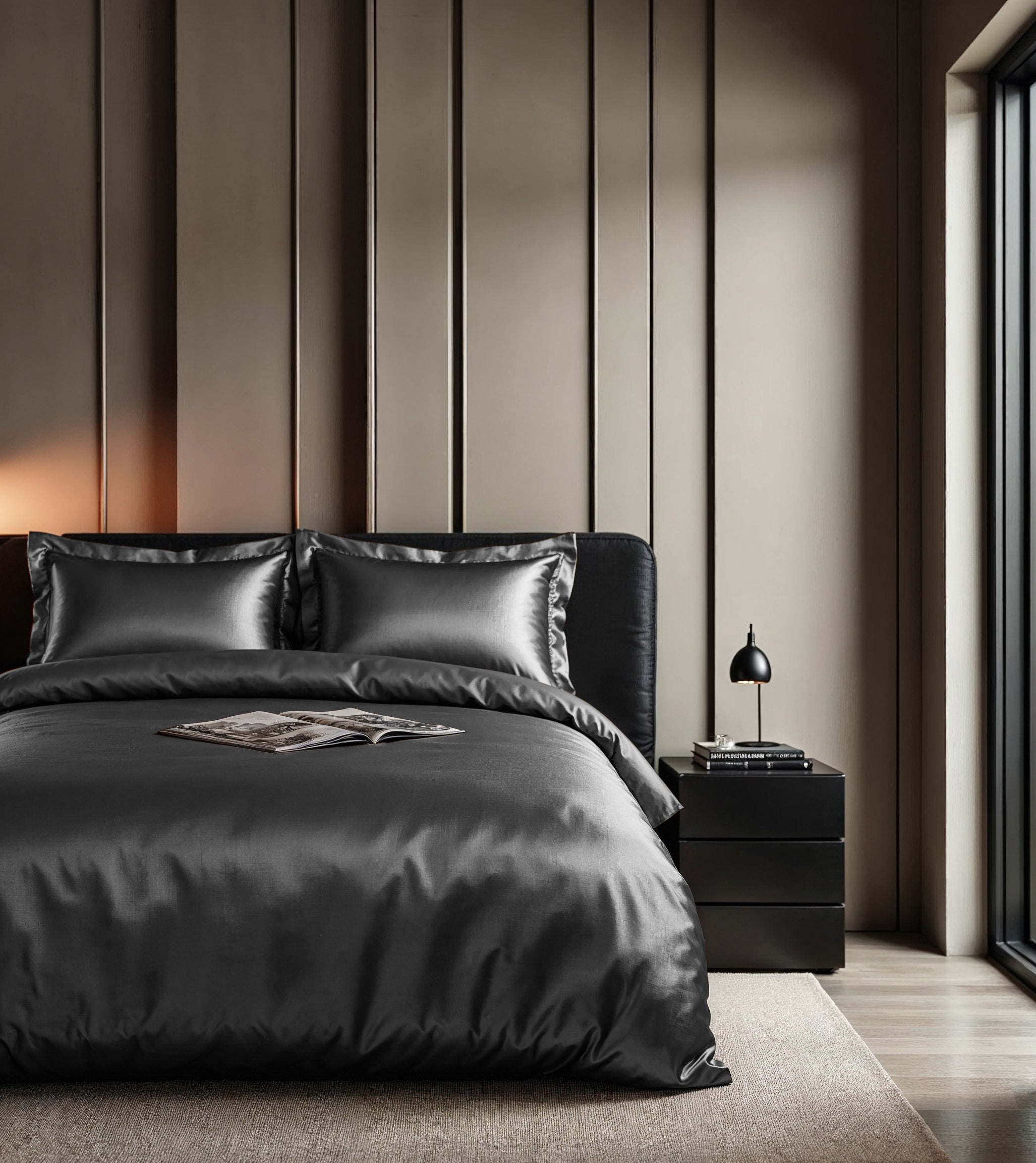 Glossy Antraciet Dekbedovertrek