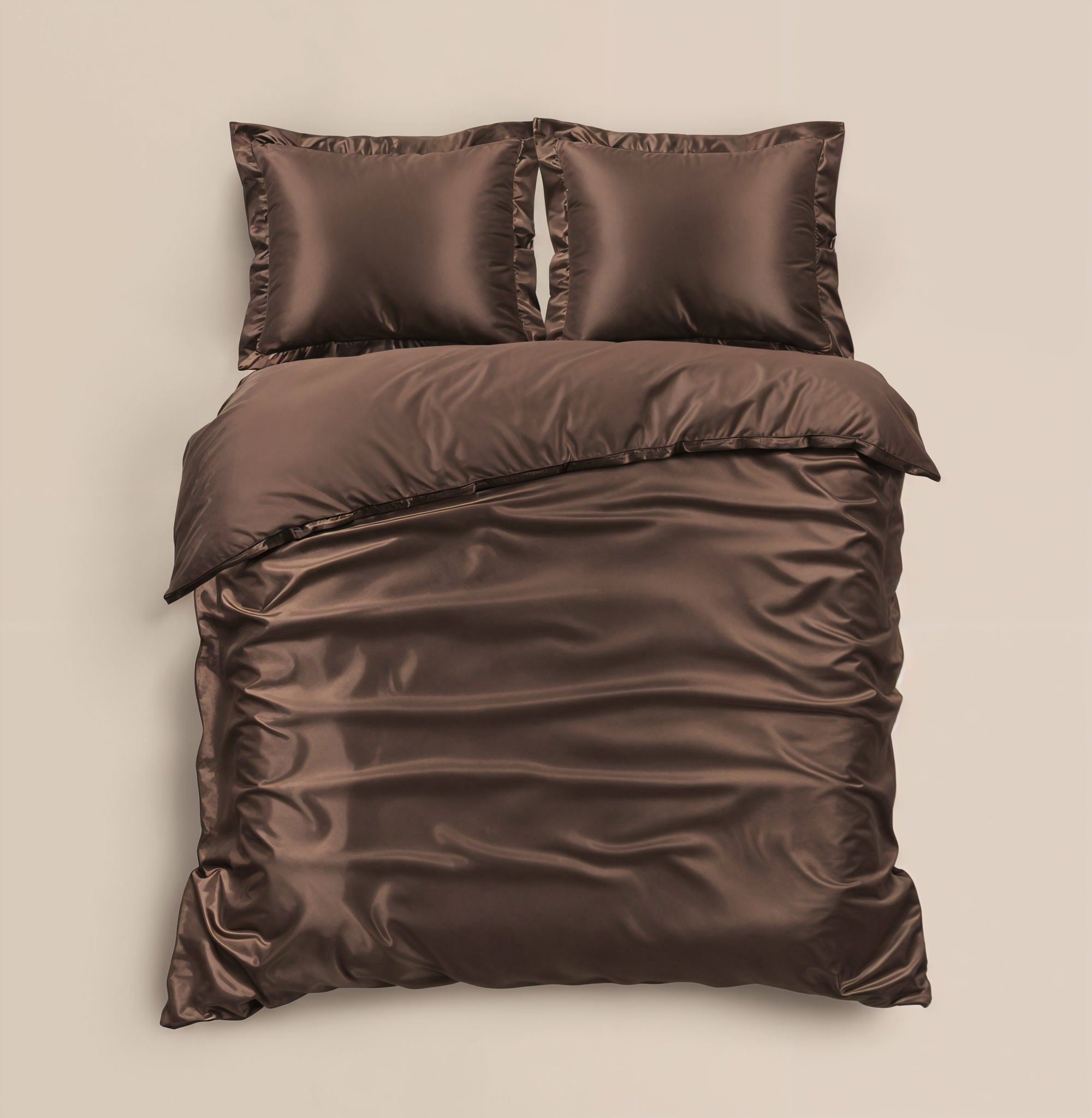 Glossy Bruin Dekbedovertrek