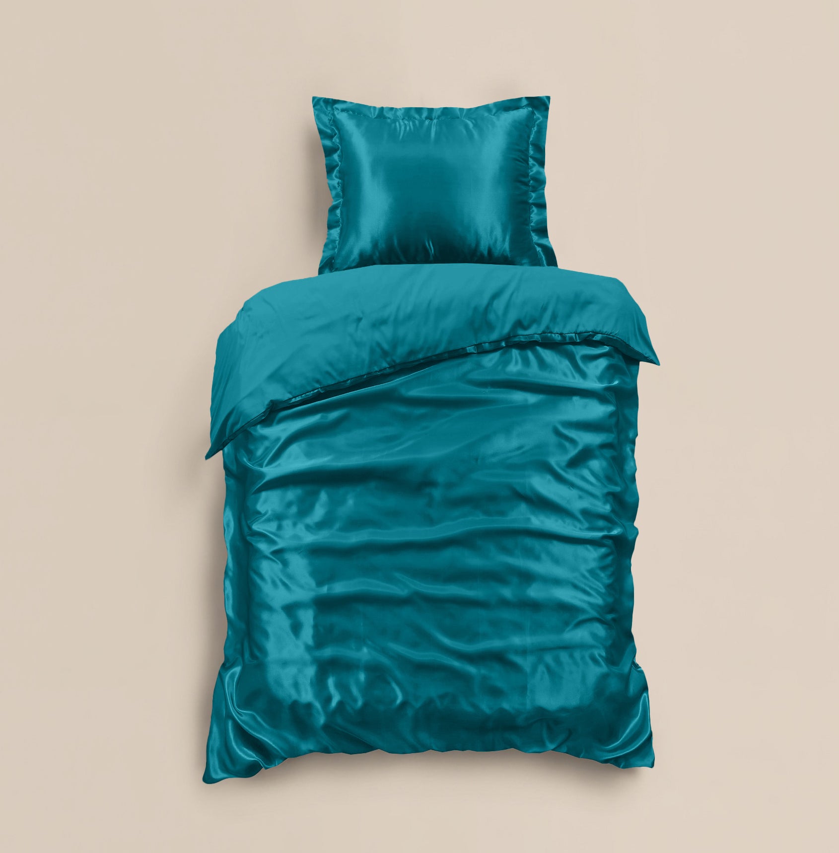 Glossy Petrol Blauw Dekbedovertrek