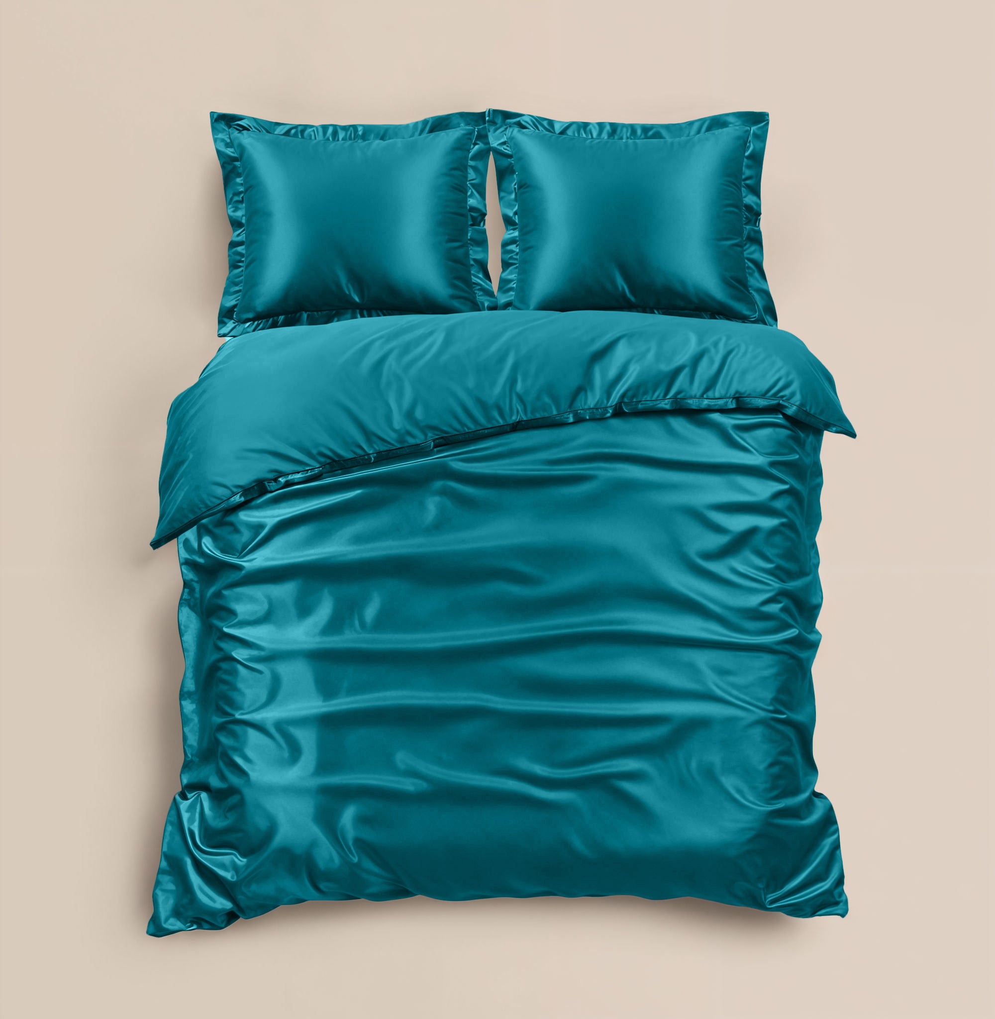 Glossy Petrol Blauw Dekbedovertrek
