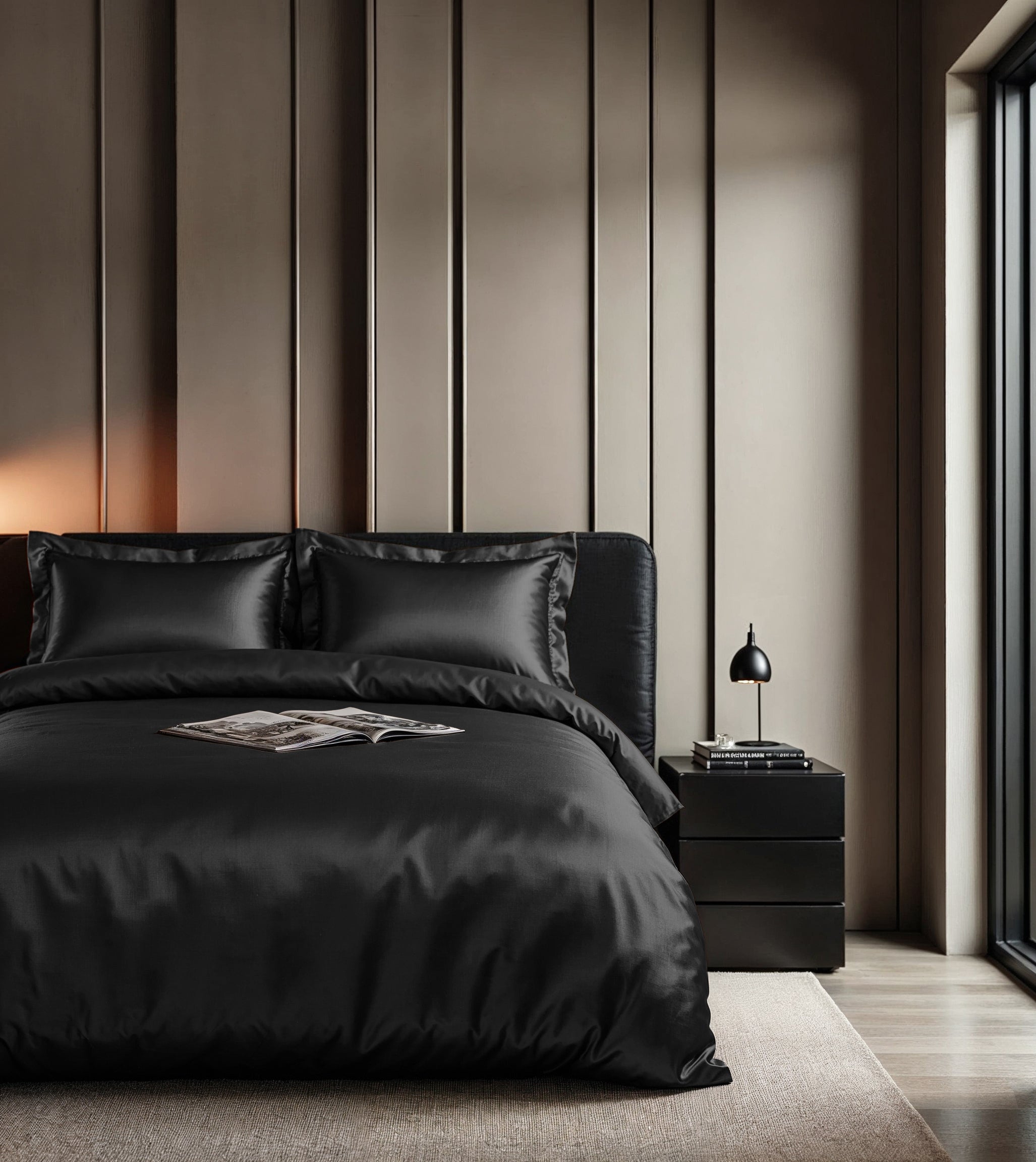 Glossy Zwart Dekbedovertrek