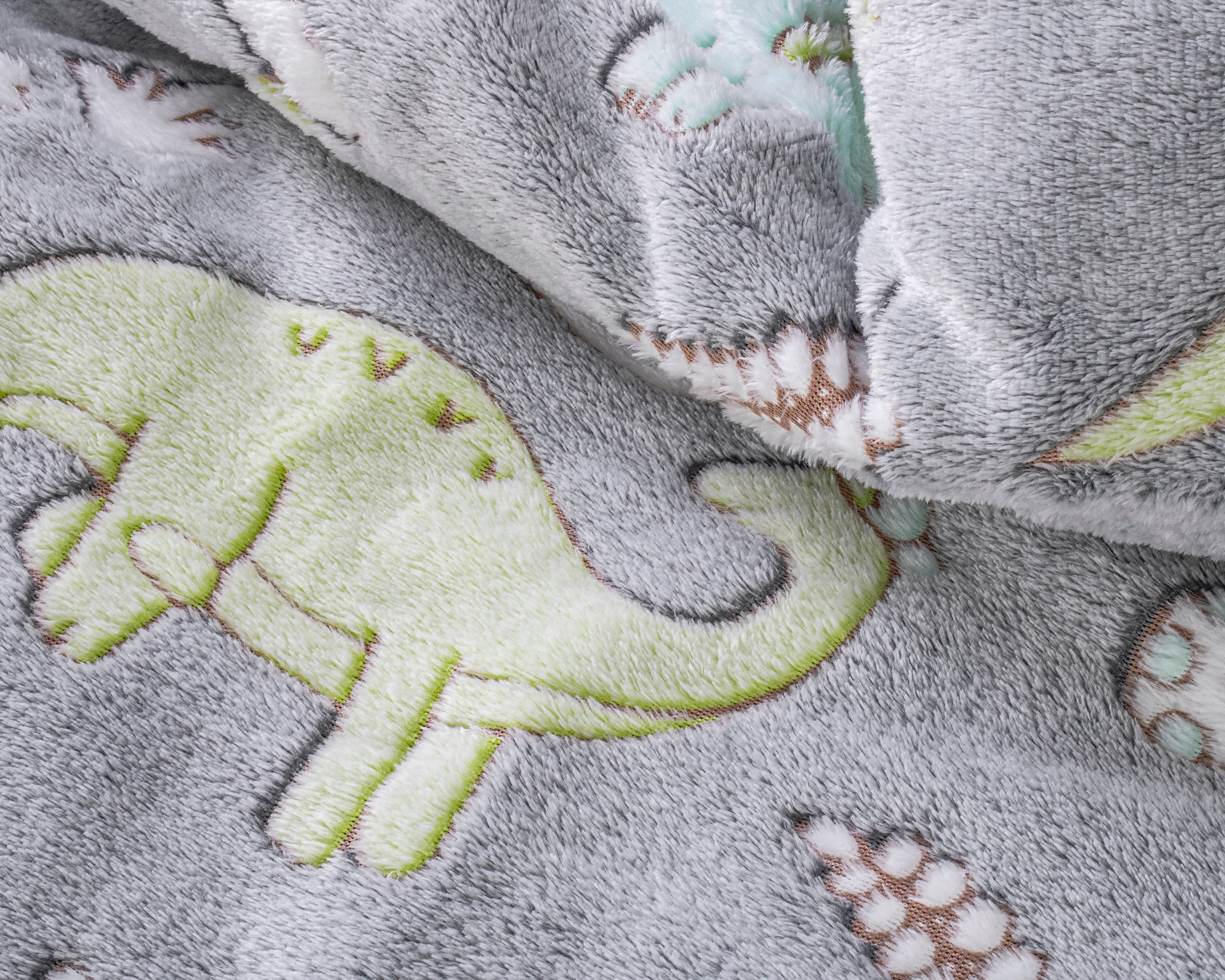 Glow in the dark Dekbedovertrek Dinosaurs Grijs - Lichtgevend - Super zacht teddy fleece - Heerlijk slapen