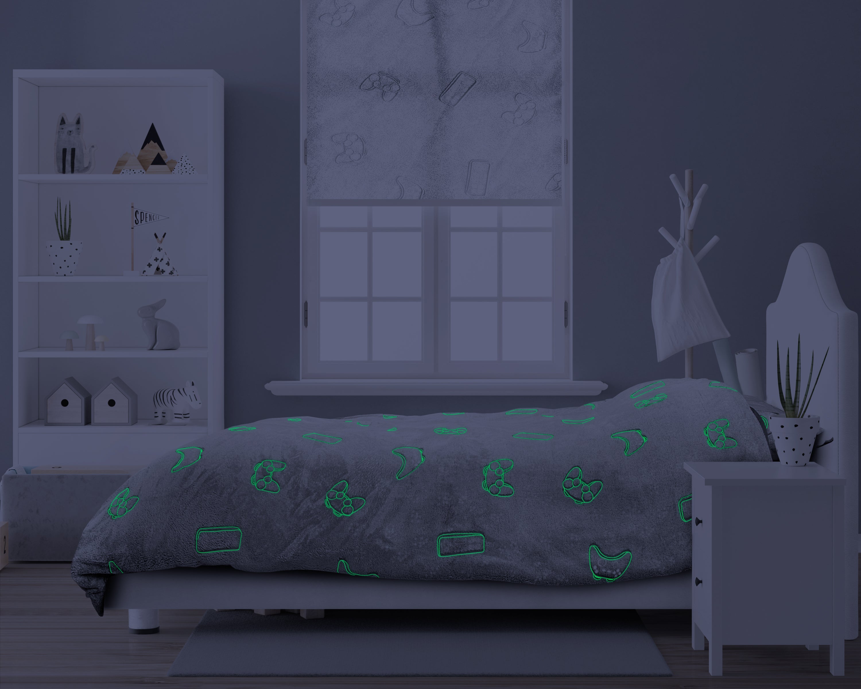 Glow in the dark Dekbedovertrek Games Multi 140 x 200/220 - Lichtgevend - Super zacht teddy fleece - Heerlijk slapen