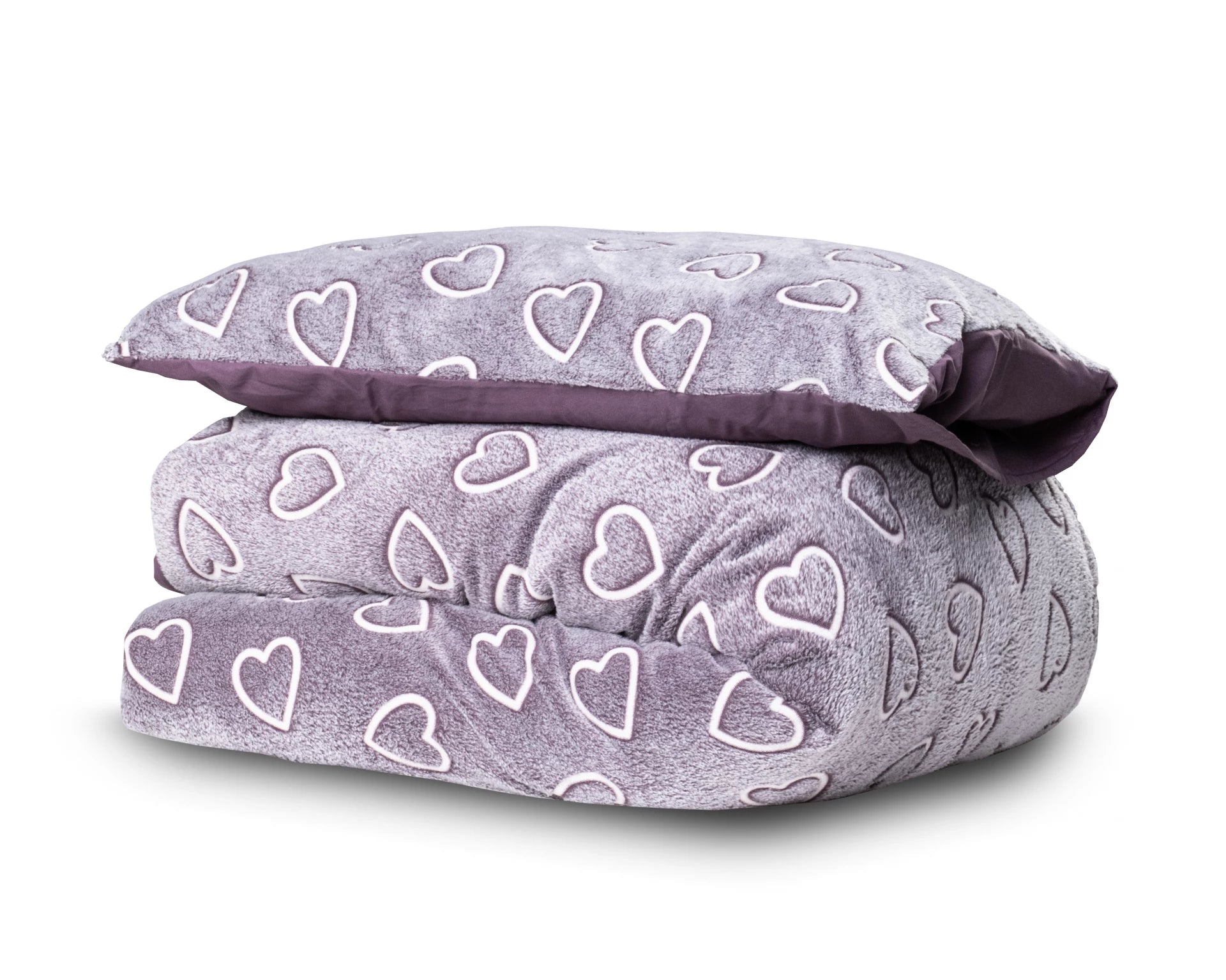 Glow in the dark Dekbedovertrek Hearts Pink 140 x 200/220 - Lichtgevend - Super zacht teddy fleece - Heerlijk slapen