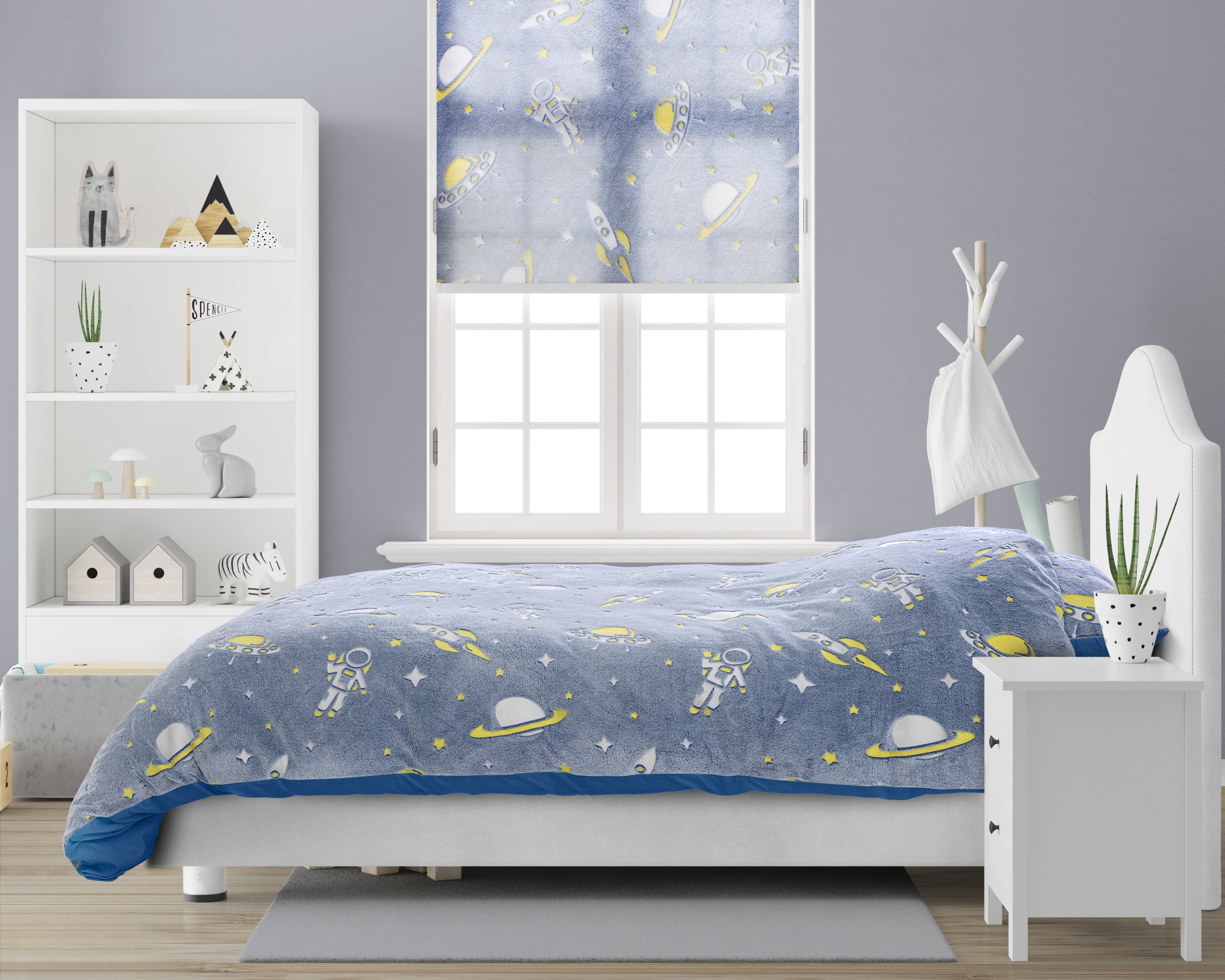 Glow in the dark Duvet Cover Space Blue - Luminous - Super soft teddy fleece - Sleep wonderfully