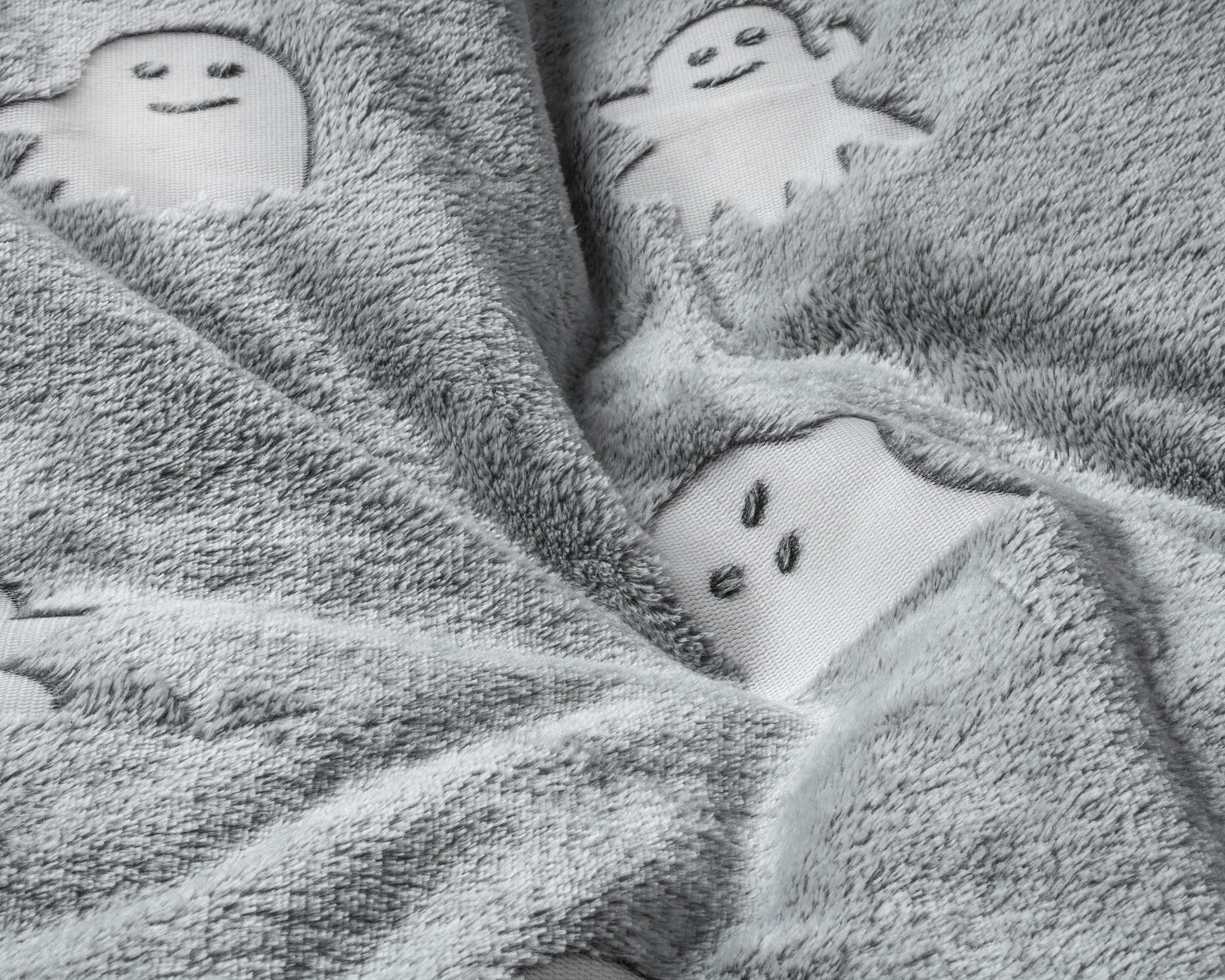 Glow in the dark Duvet cover Spooky Grey 140 x 200/220 - Luminous - Super soft teddy fleece - Sleep wonderfully