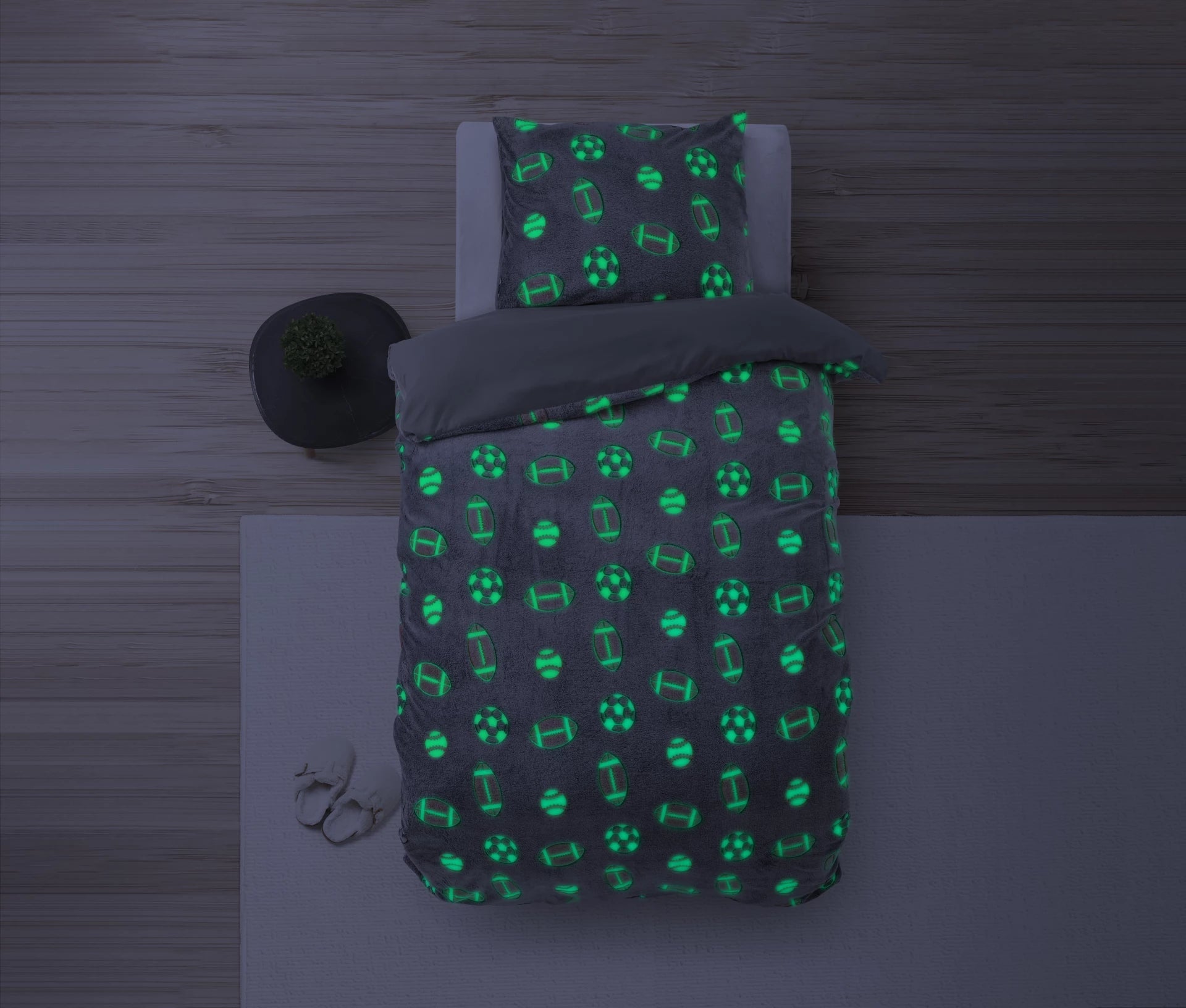 Glow in the dark Duvet Cover Sport Gray - Luminous - Super soft teddy fleece - Sleep wonderfully