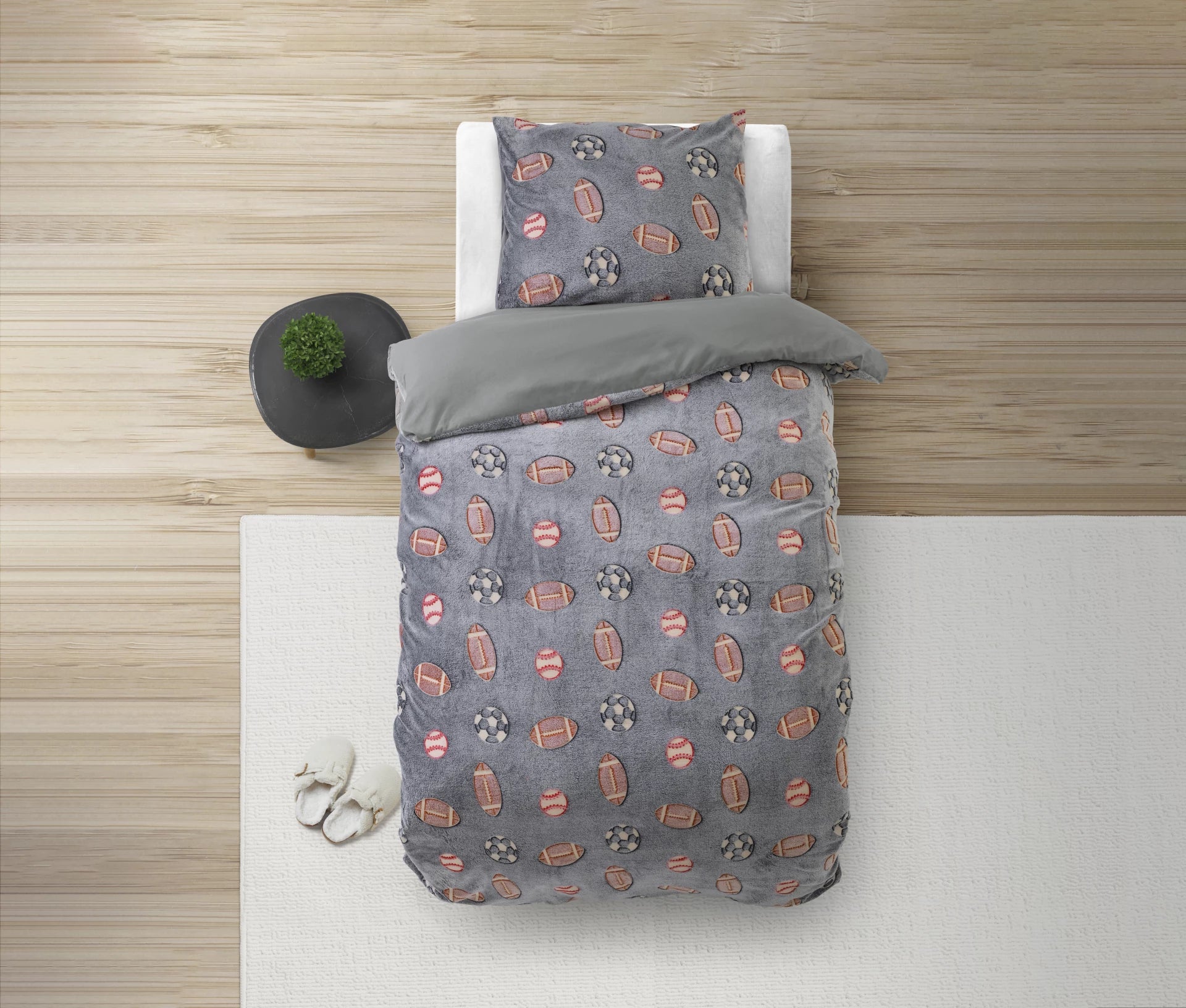 Glow in the dark Duvet Cover Sport Gray - Luminous - Super soft teddy fleece - Sleep wonderfully