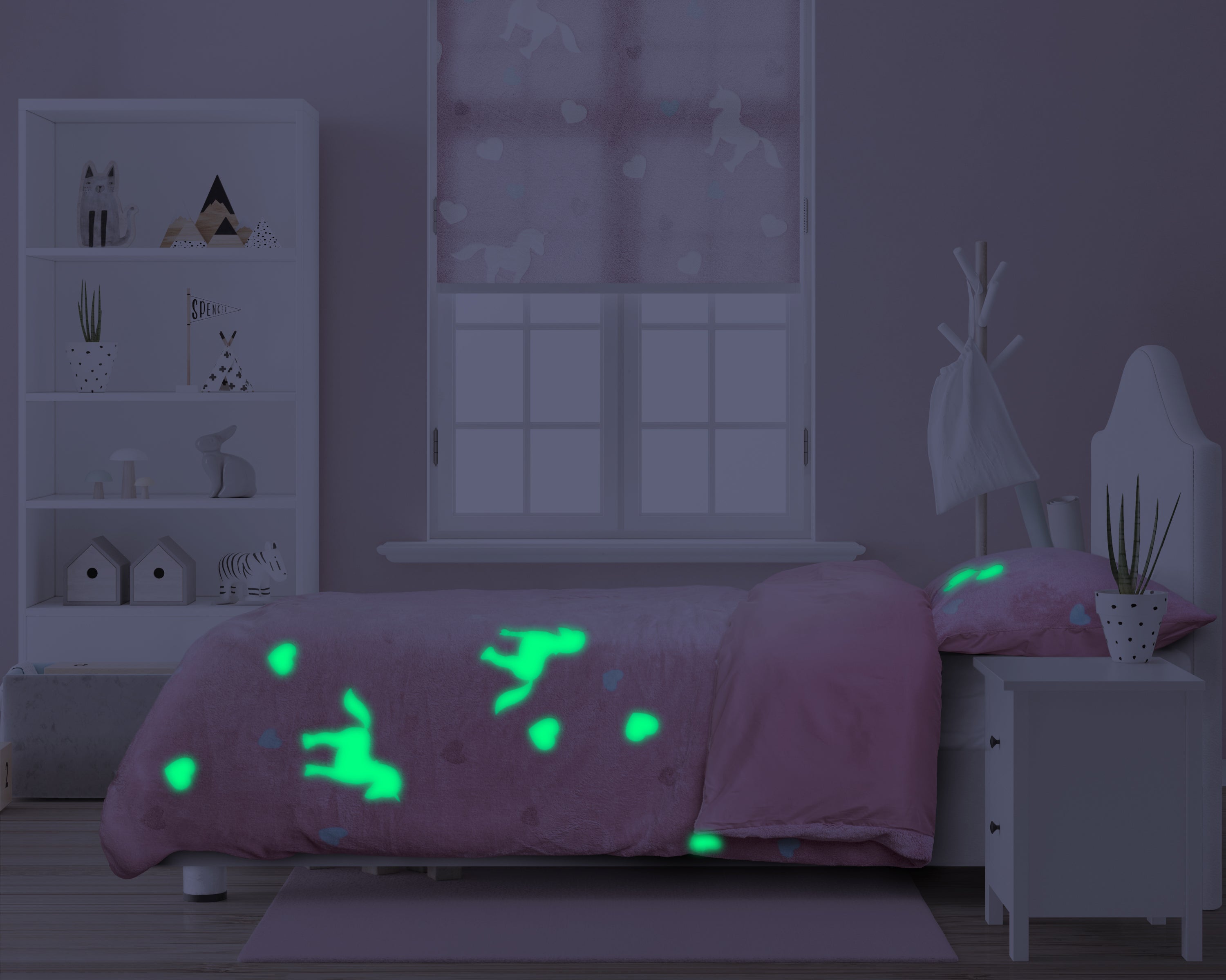 Glow in the dark Dekbedovertrek Unicorn Roze 140 x 200/220 - Lichtgevend - Super zacht teddy fleece - Heerlijk slapen