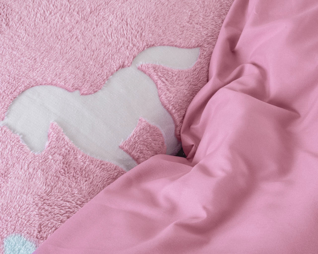 Glow in the dark Dekbedovertrek Unicorn Roze 140 x 200/220 - Lichtgevend - Super zacht teddy fleece - Heerlijk slapen