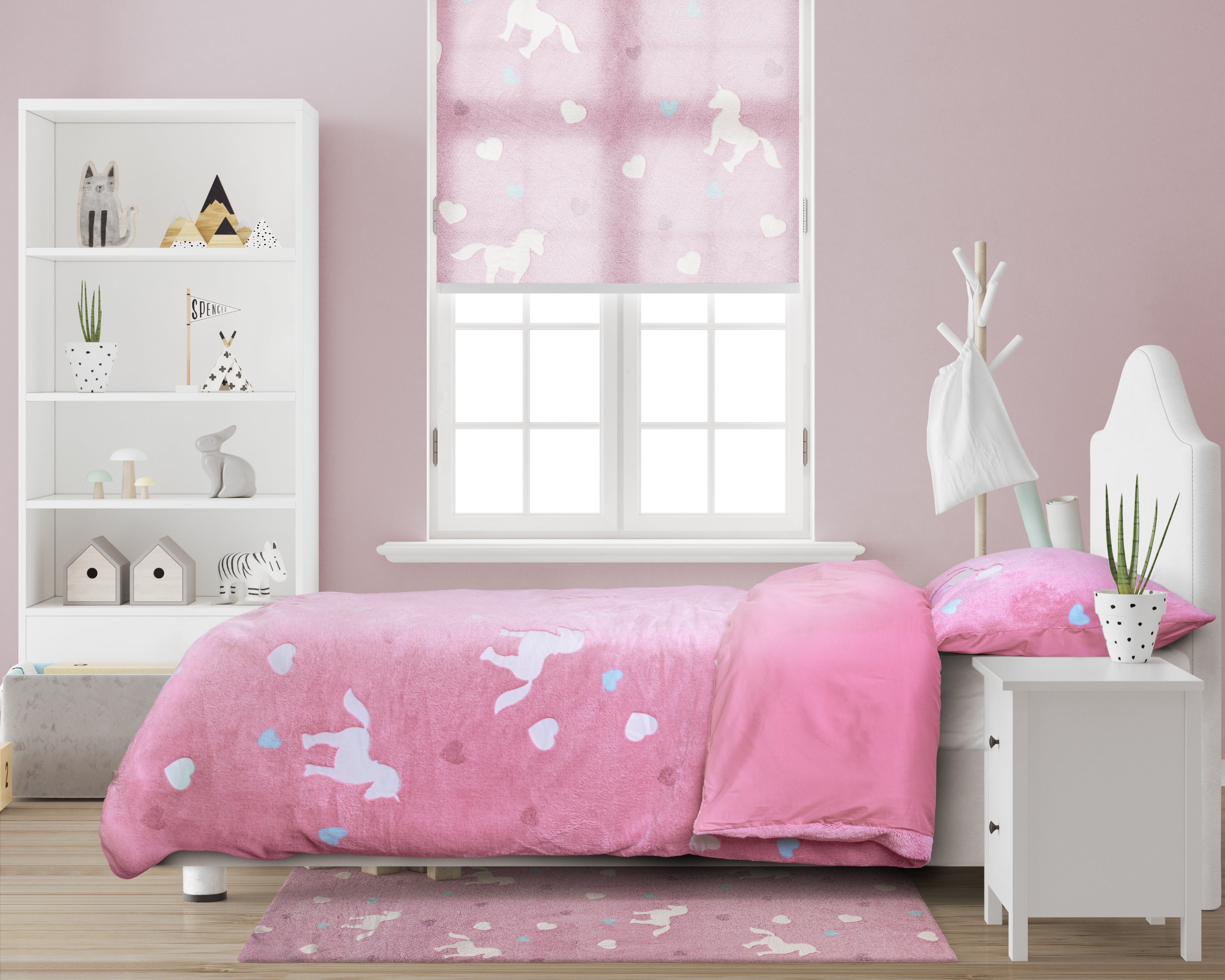 Glow in the dark Dekbedovertrek Unicorn Roze 140 x 200/220 - Lichtgevend - Super zacht teddy fleece - Heerlijk slapen