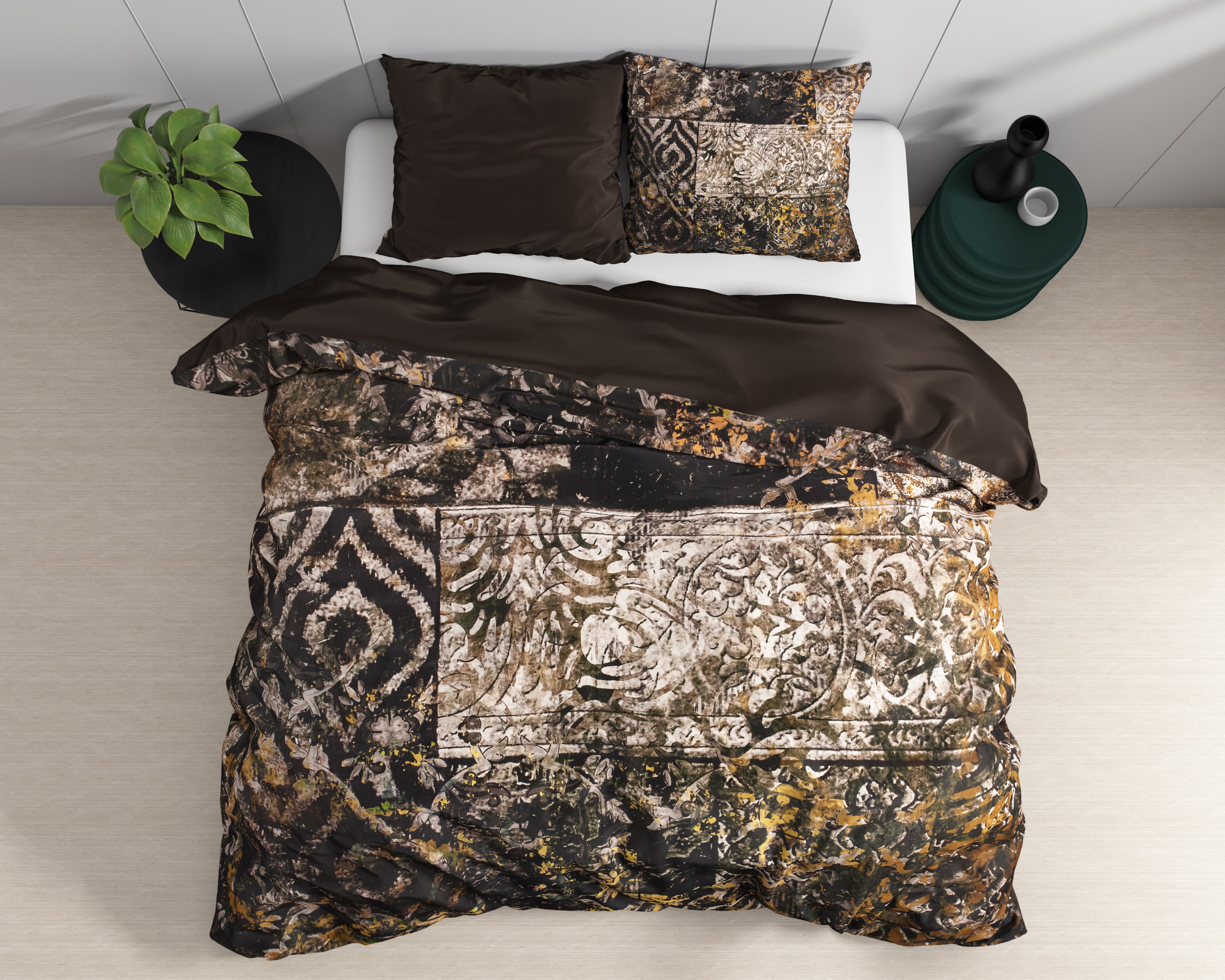 Granite Black Dekbedovertrek - Luxe Satijn - Hoge kwaliteit - Trendy prints