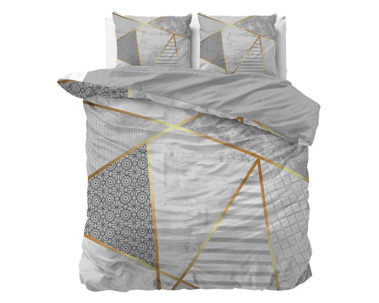 Graphic Dekbedovertrek Wit - Ademend katoen - Trendy designs - Met drukknopen