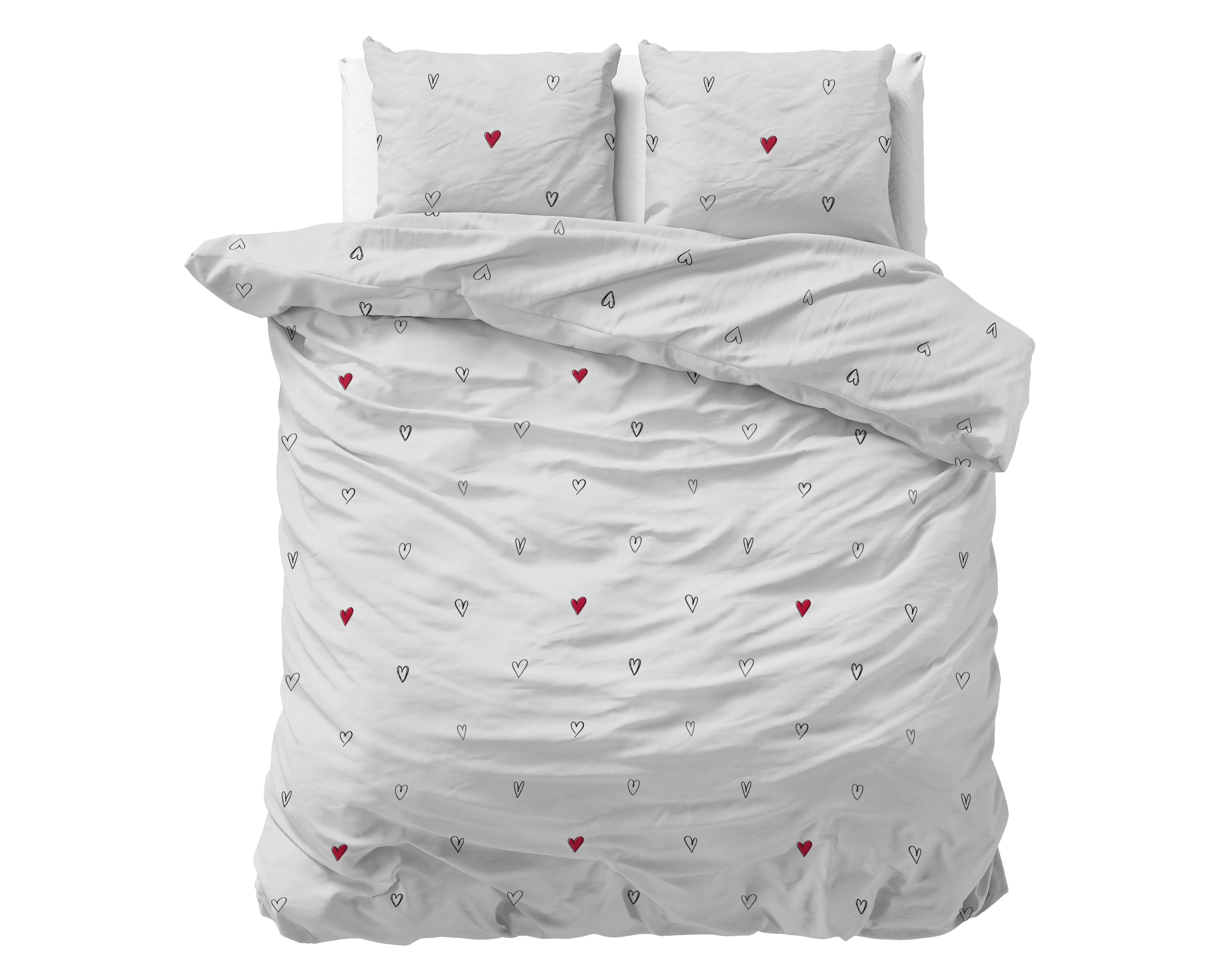 Hearts Everywhere Wit Dekbedovertrek - Kleurvast - Haarscherpe prints - Heerlijk zacht