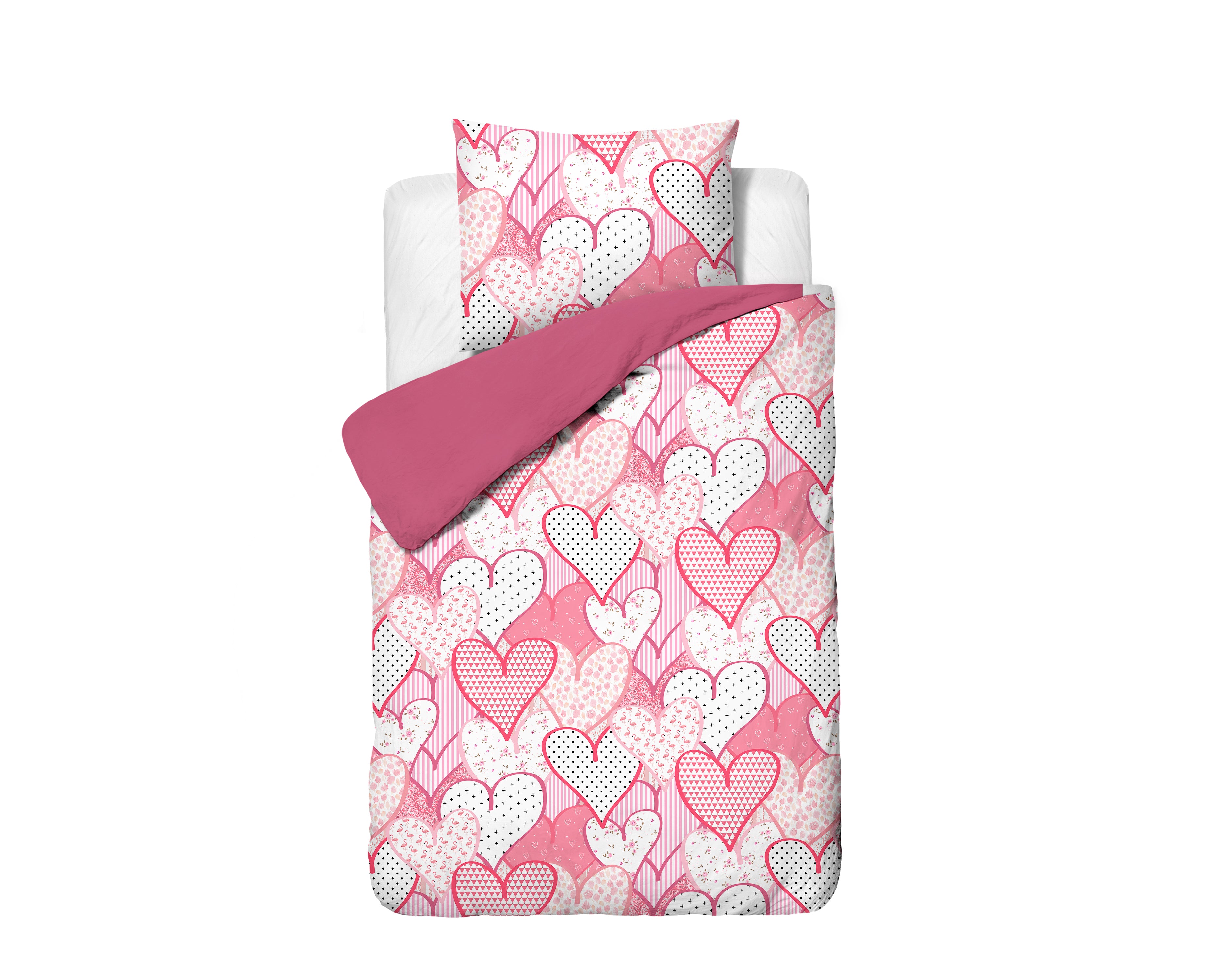 Hearts love Dekbedbedovertrek Roze 140 x 200/220