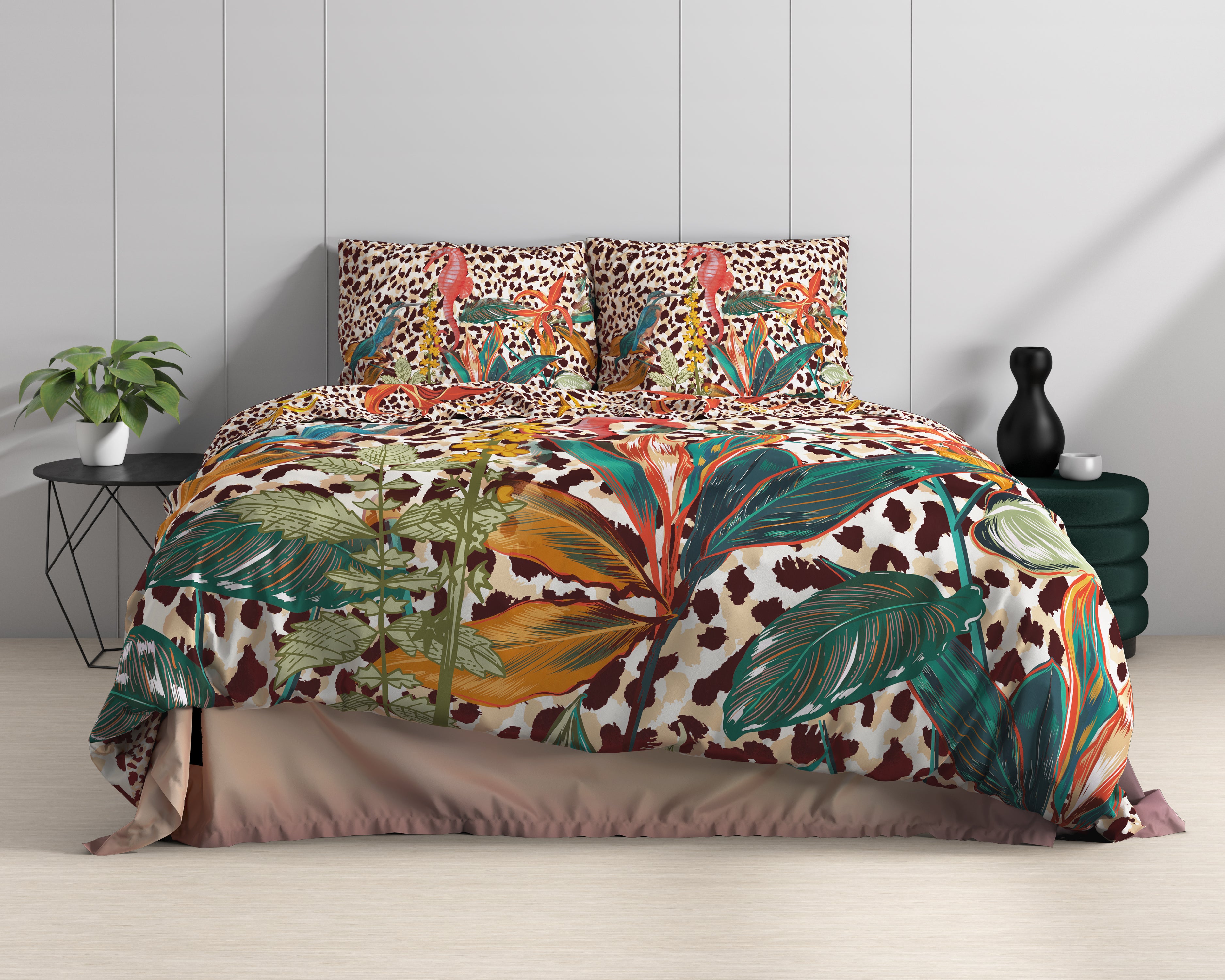 Ida Multi Dekbedovertrek - Luxe Satijn - Hoge kwaliteit - Trendy prints