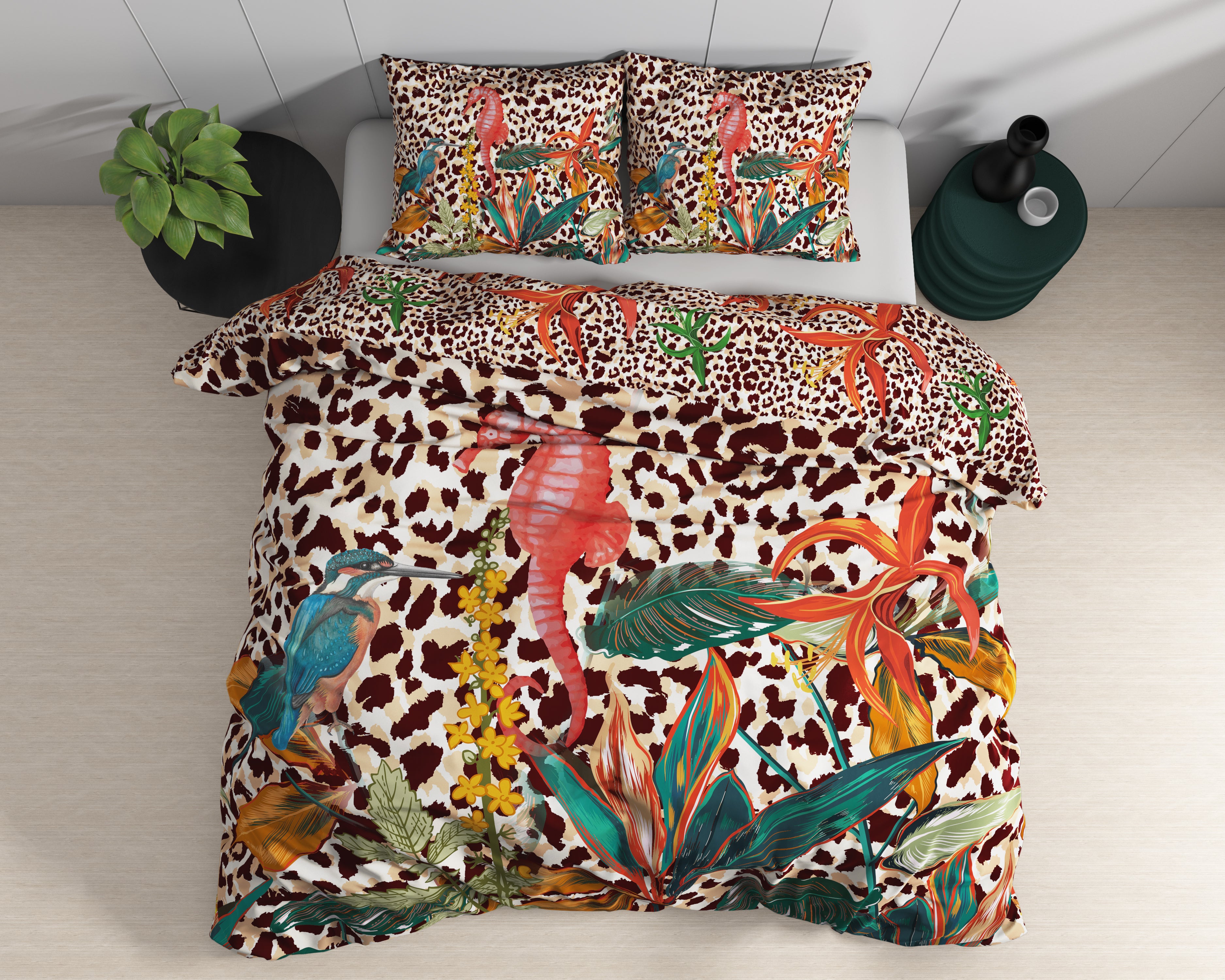 Ida Multi Dekbedovertrek - Luxe Satijn - Hoge kwaliteit - Trendy prints