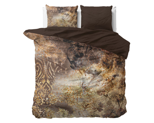 Inferno Taupe Dekbedovertrek - Luxe Satijn - Hoge kwaliteit - Trendy prints
