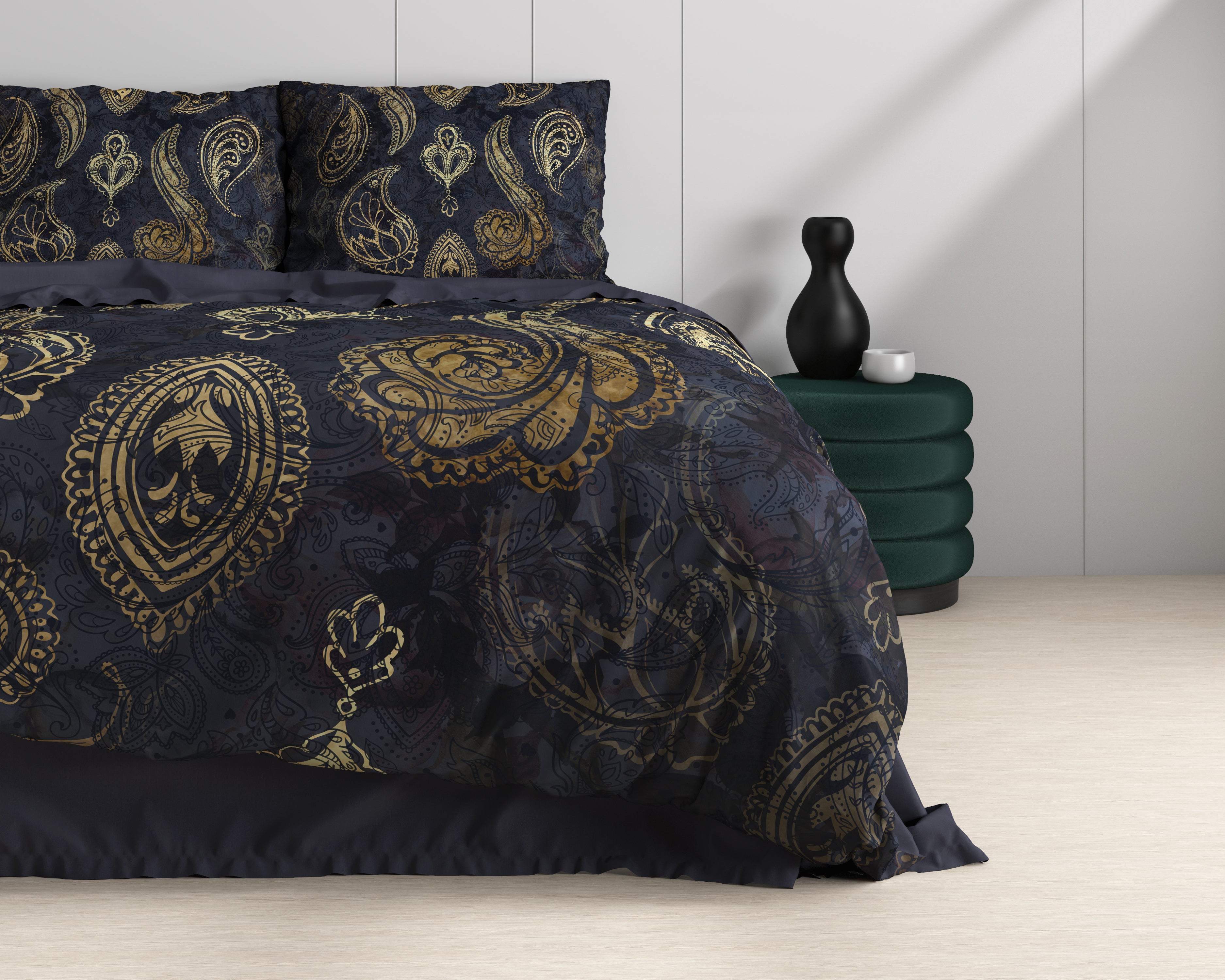 Jaimy Blauw Dekbedovertrek - Luxe Satijn - Hoge kwaliteit - Trendy prints