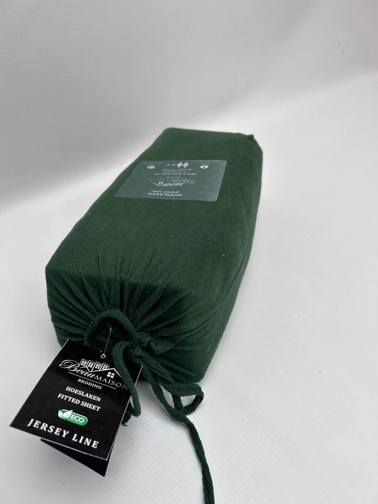 Jersey Hoeslaken 100% Katoen – Jungle Green & Groen – Strijkvrij, Ademend en Perfecte Pasvorm