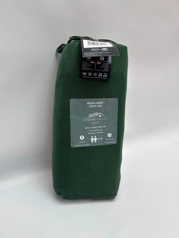 Jersey Hoeslaken 100% Katoen – Jungle Green & Groen – Strijkvrij, Ademend en Perfecte Pasvorm