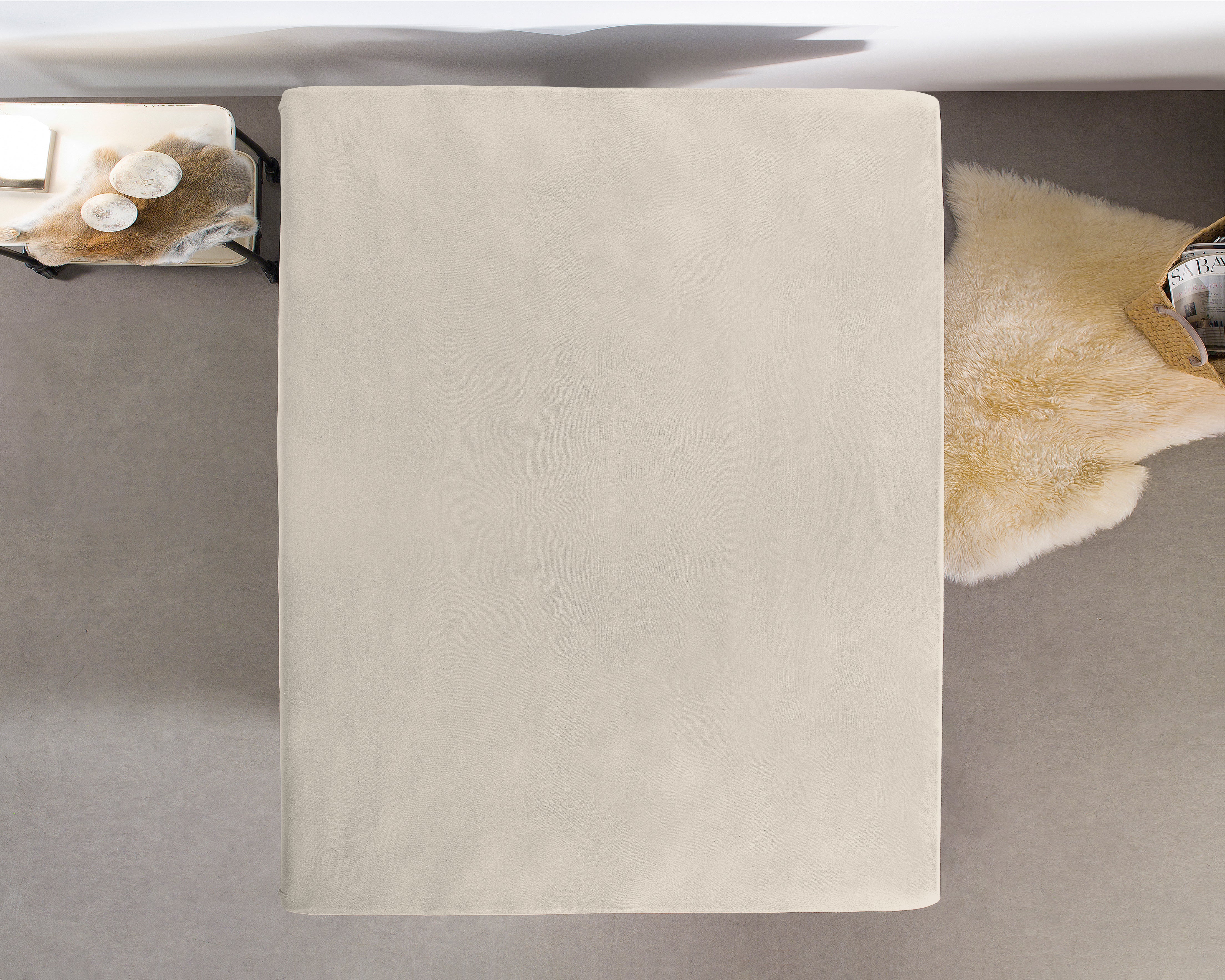 Jersey Topper Fitted Sheet Cream - Wonderfully Soft - Suitable for Box Springs and Mattresses - Stretch Cotton